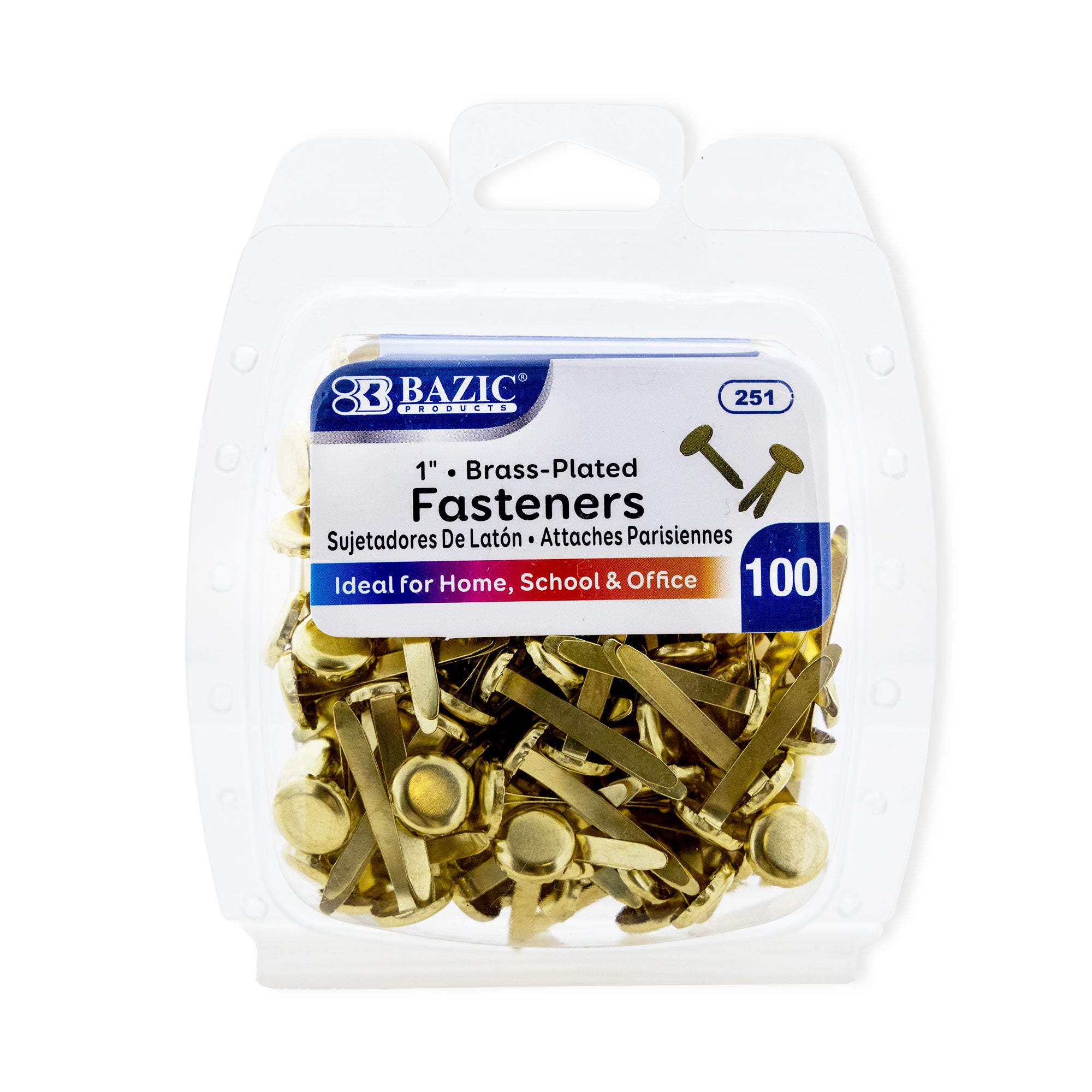 1&quot; Brass Plated Fastener (100/Pack)