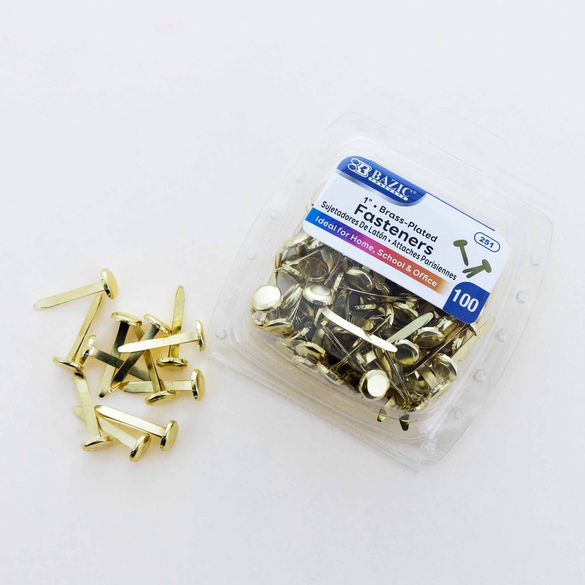 1&quot; Brass Plated Fastener (100/Pack)