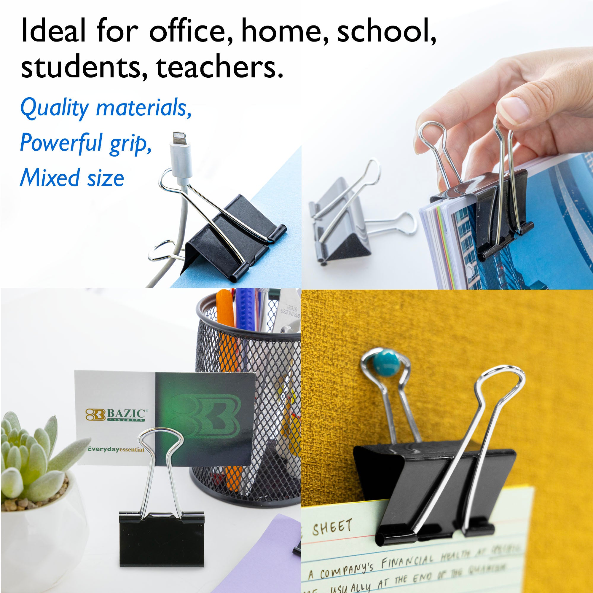 Large 2&quot; (51mm) Black Binder Clip (12/Pack)