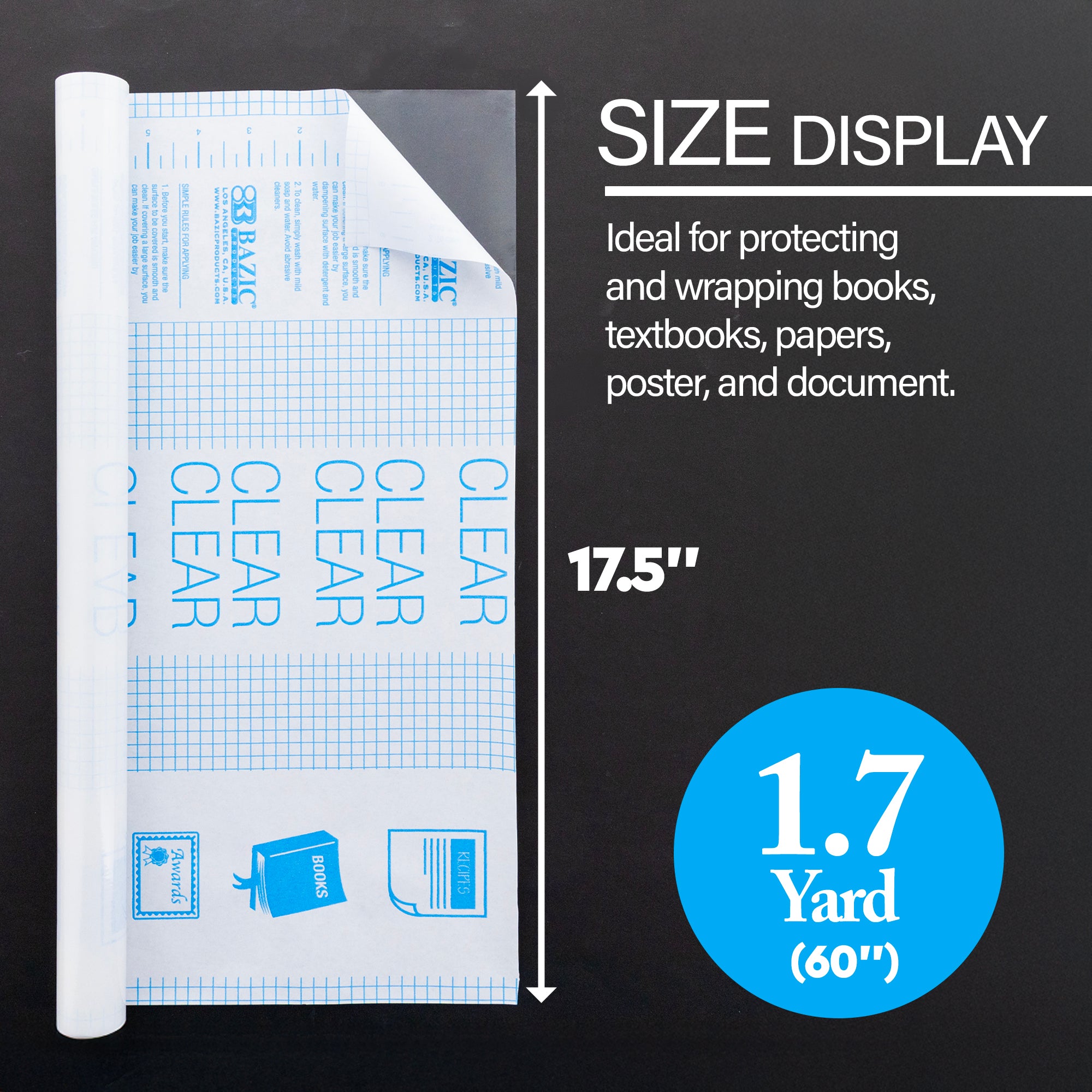 17.5&quot; X 1.7 Yard Clear Self Adhesive Book Cover