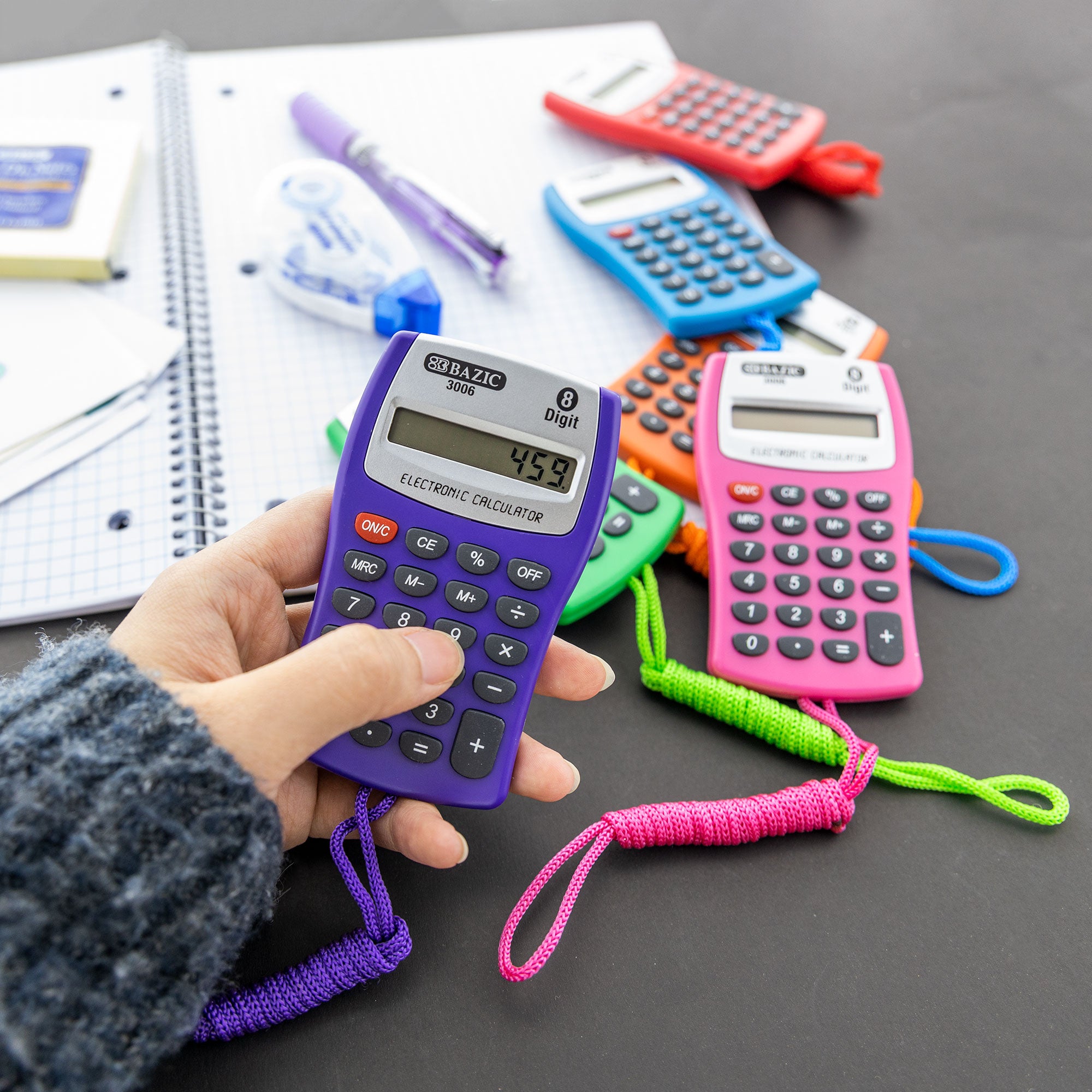 BAZIC Pocket Size Calculator 8-Digit w/ Neck String – BAZIC