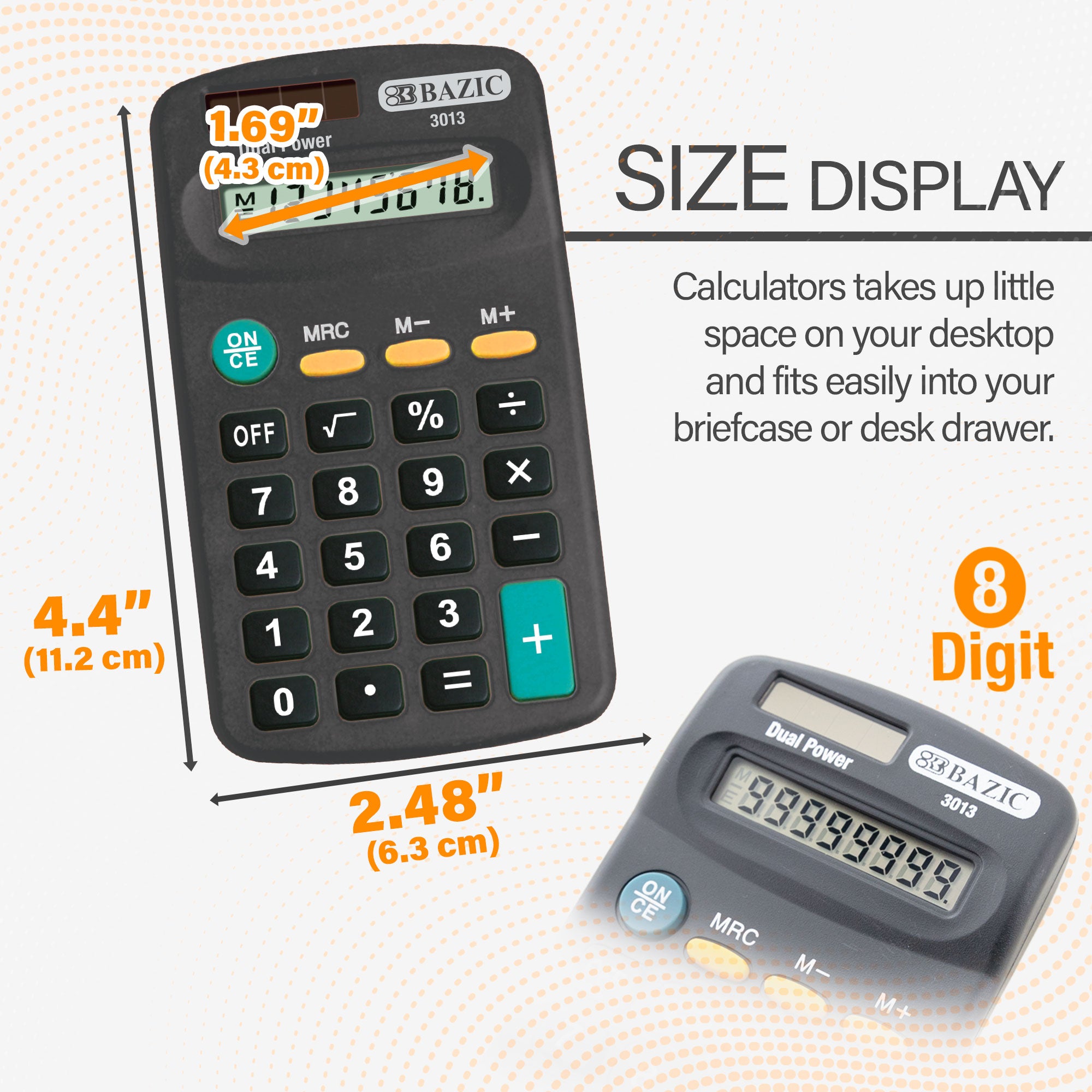 Pocket Size Black Calculator 8-Digit Dual Power