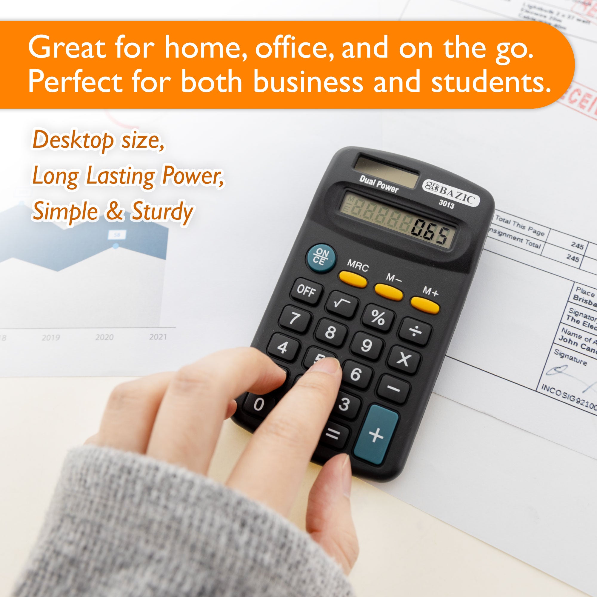Pocket Size Black Calculator 8-Digit Dual Power