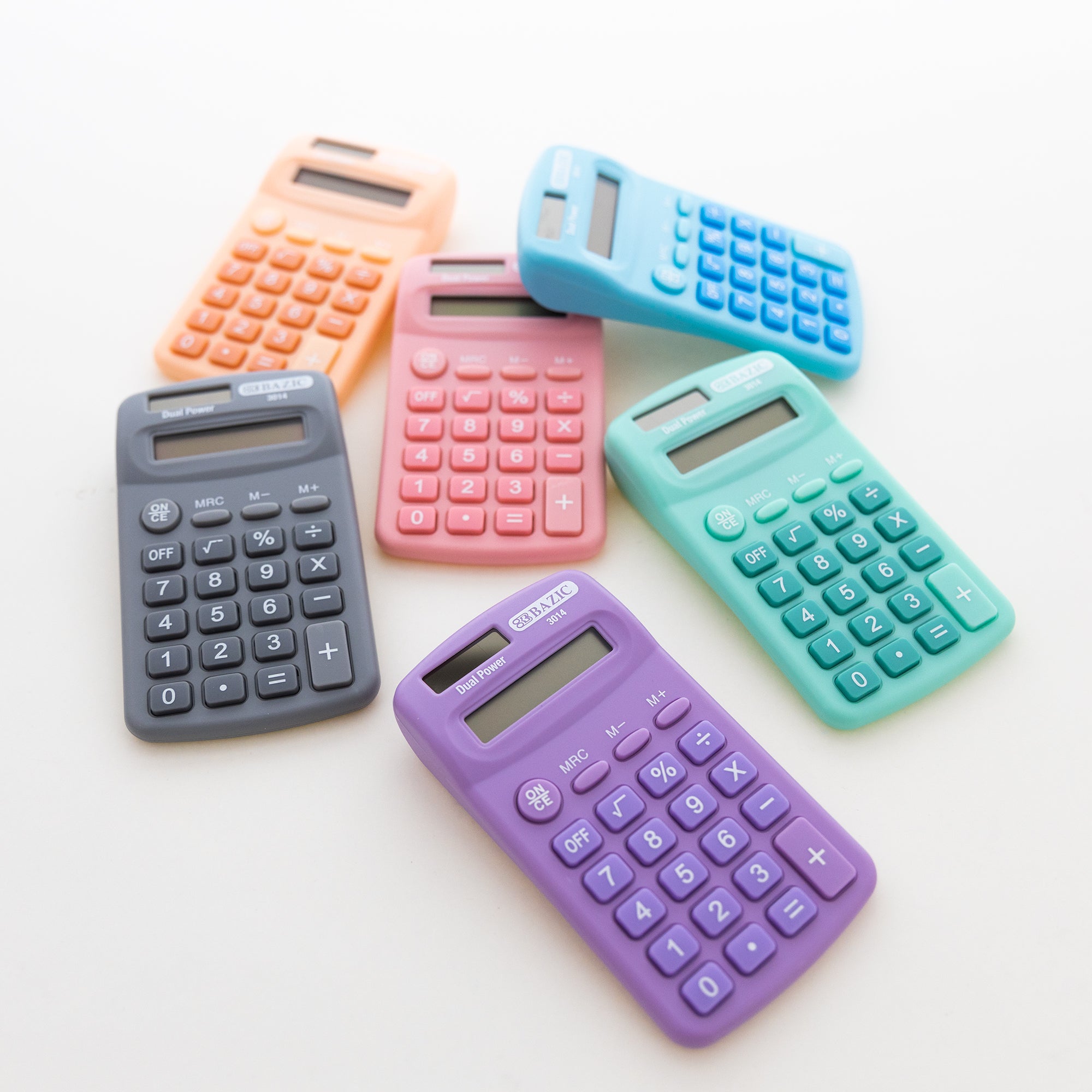 Pocket Size Pastel Color Calculator 8-Digit Dual Power