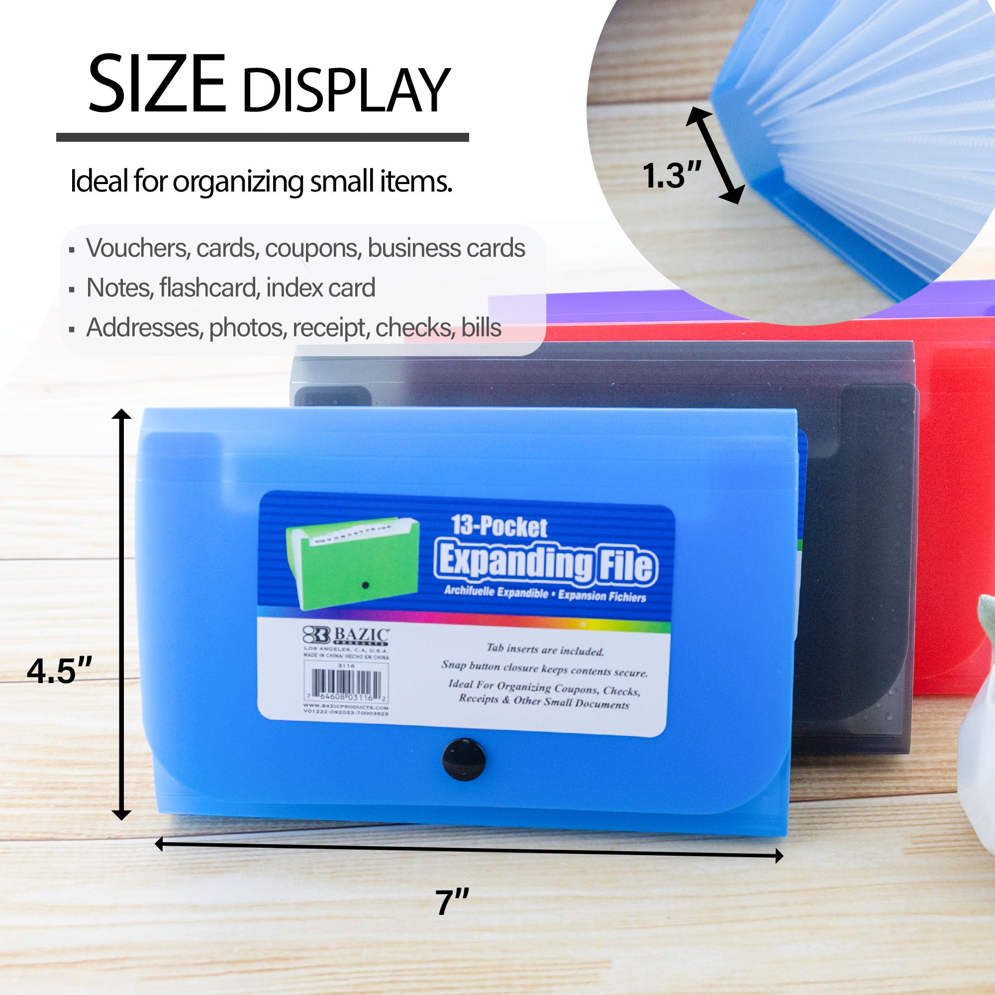 13-Pockets Coupon/Personal Check Size Expanding File