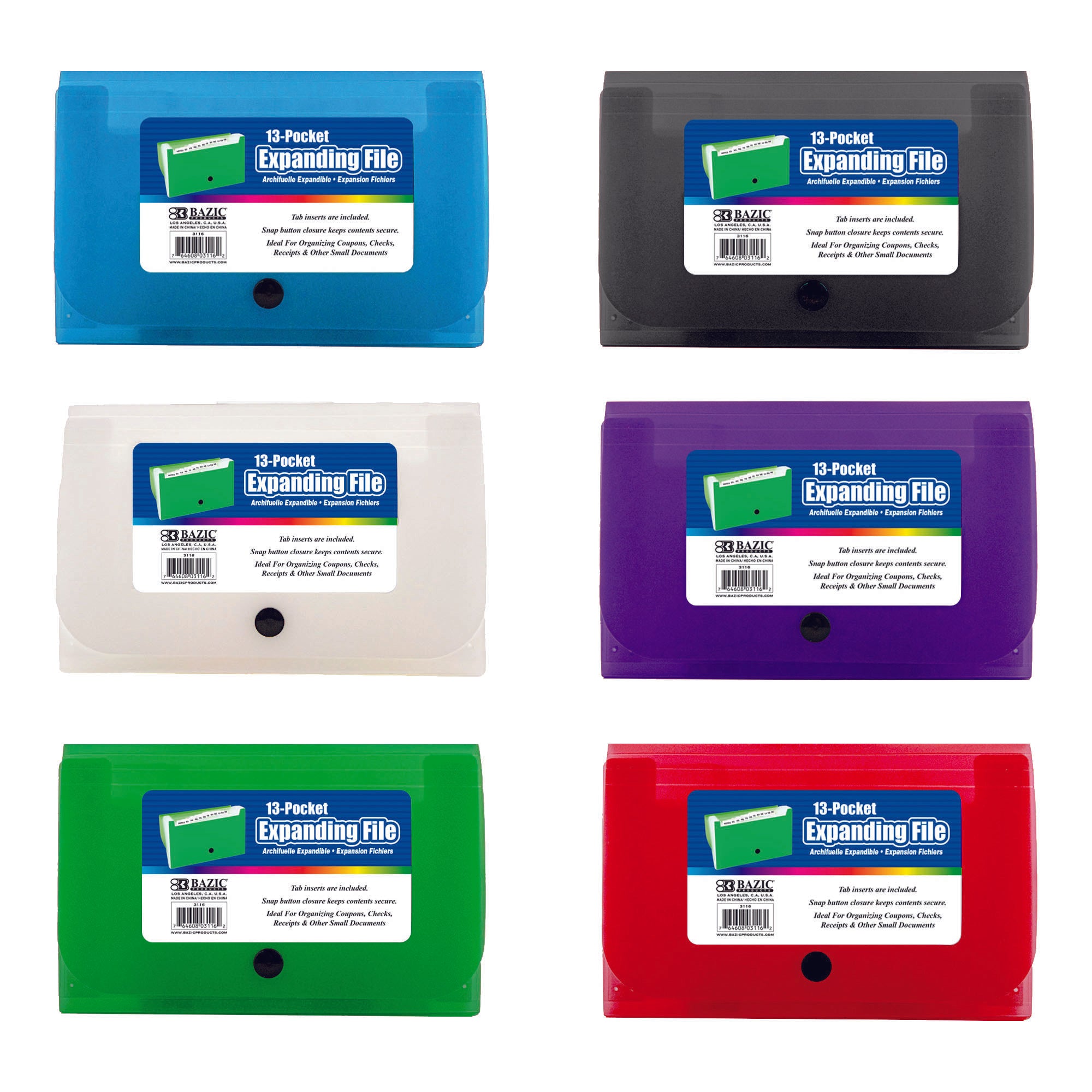 13-Pockets Coupon/Personal Check Size Expanding File