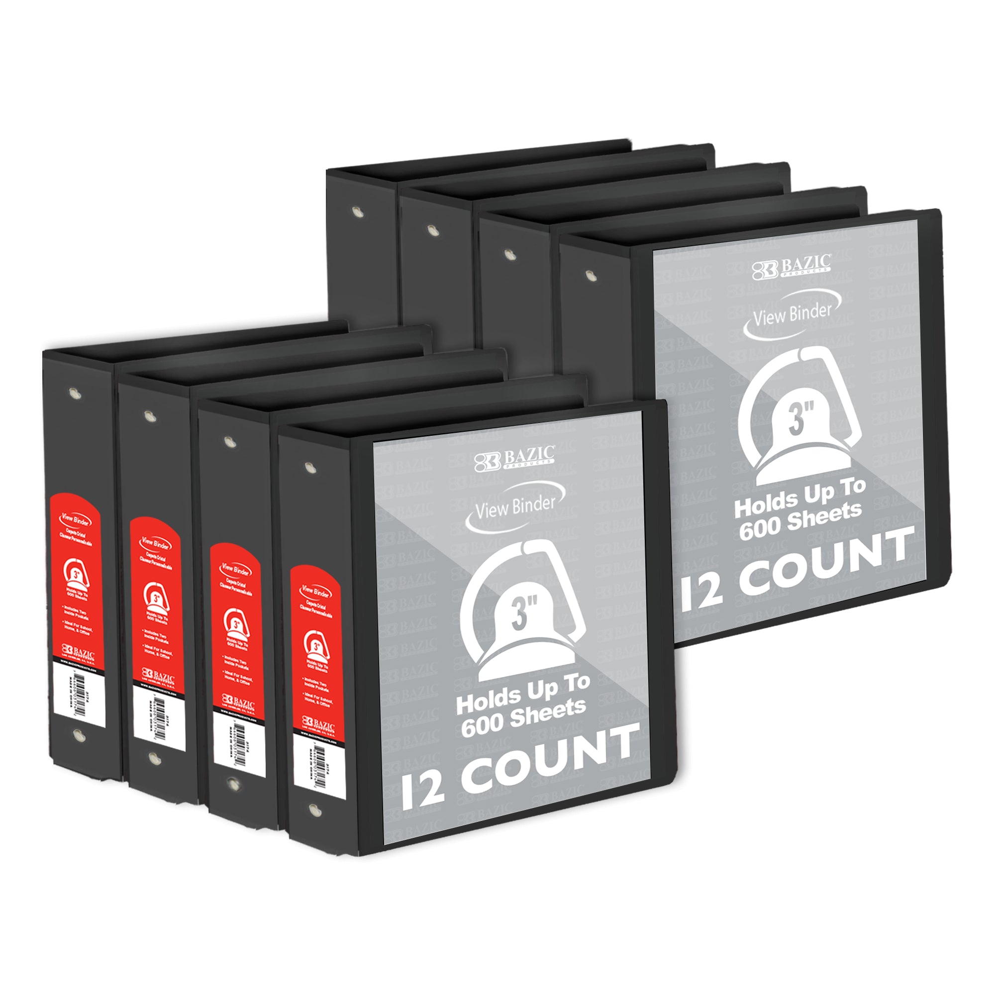 Binder View 3&quot; Black Slant-D Ring w/ 2 Pockets