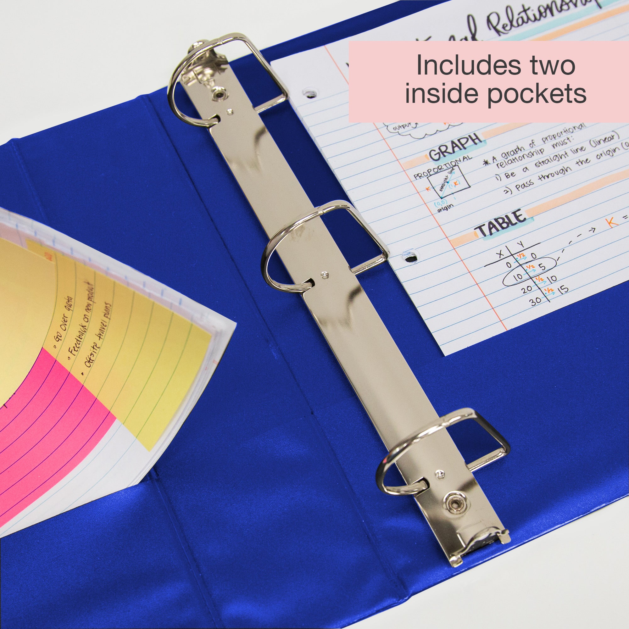 Binder View 2&quot; Blue Slant D-Ring w/ 2 Pockets