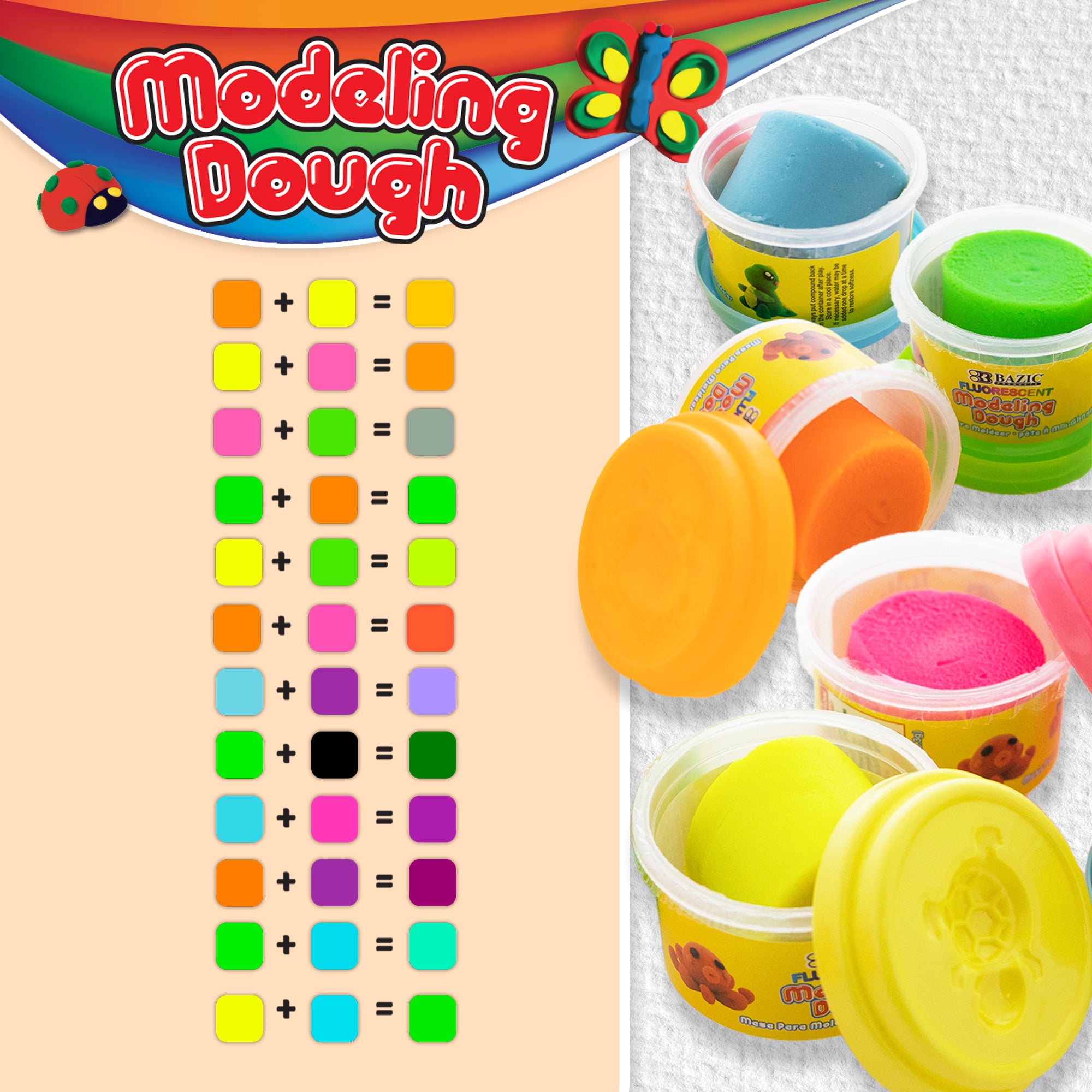 Modeling Dough Fluorescent Color 1 Oz. (5/Pack)