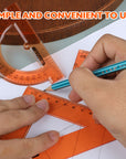 4-Piece Geometry Ruler Combination Set w/ Center Wheel Compass