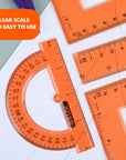 4-Piece Geometry Ruler Combination Set w/ Center Wheel Compass