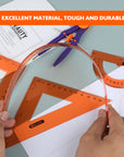 4-Piece Geometry Ruler Combination Set w/ Center Wheel Compass