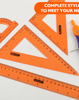 4-Piece Geometry Ruler Combination Set w/ Center Wheel Compass