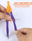 4-Piece Geometry Ruler Combination Set w/ Center Wheel Compass