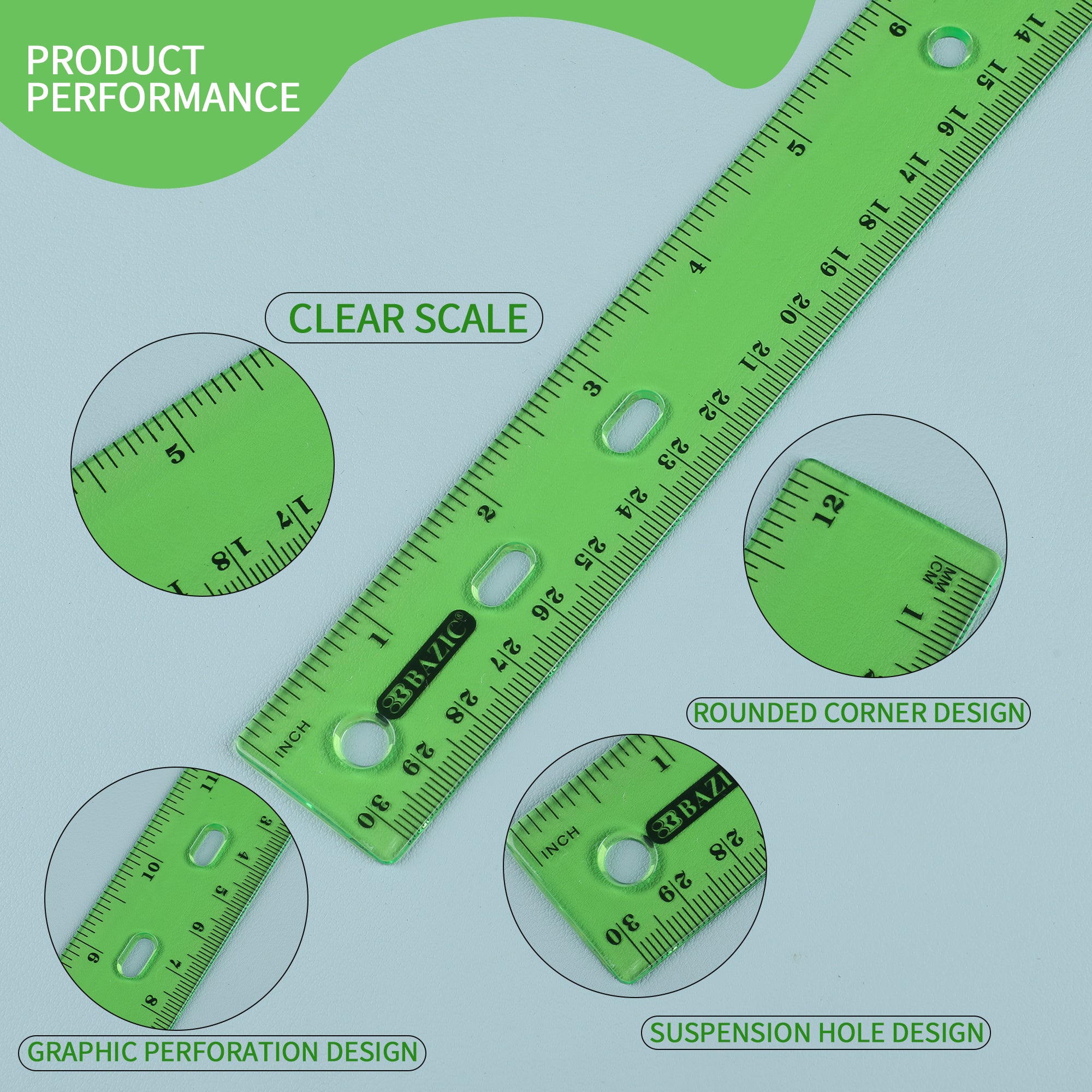 12&quot; (30cm) Jeweltones Color Ruler (4/Pack)
