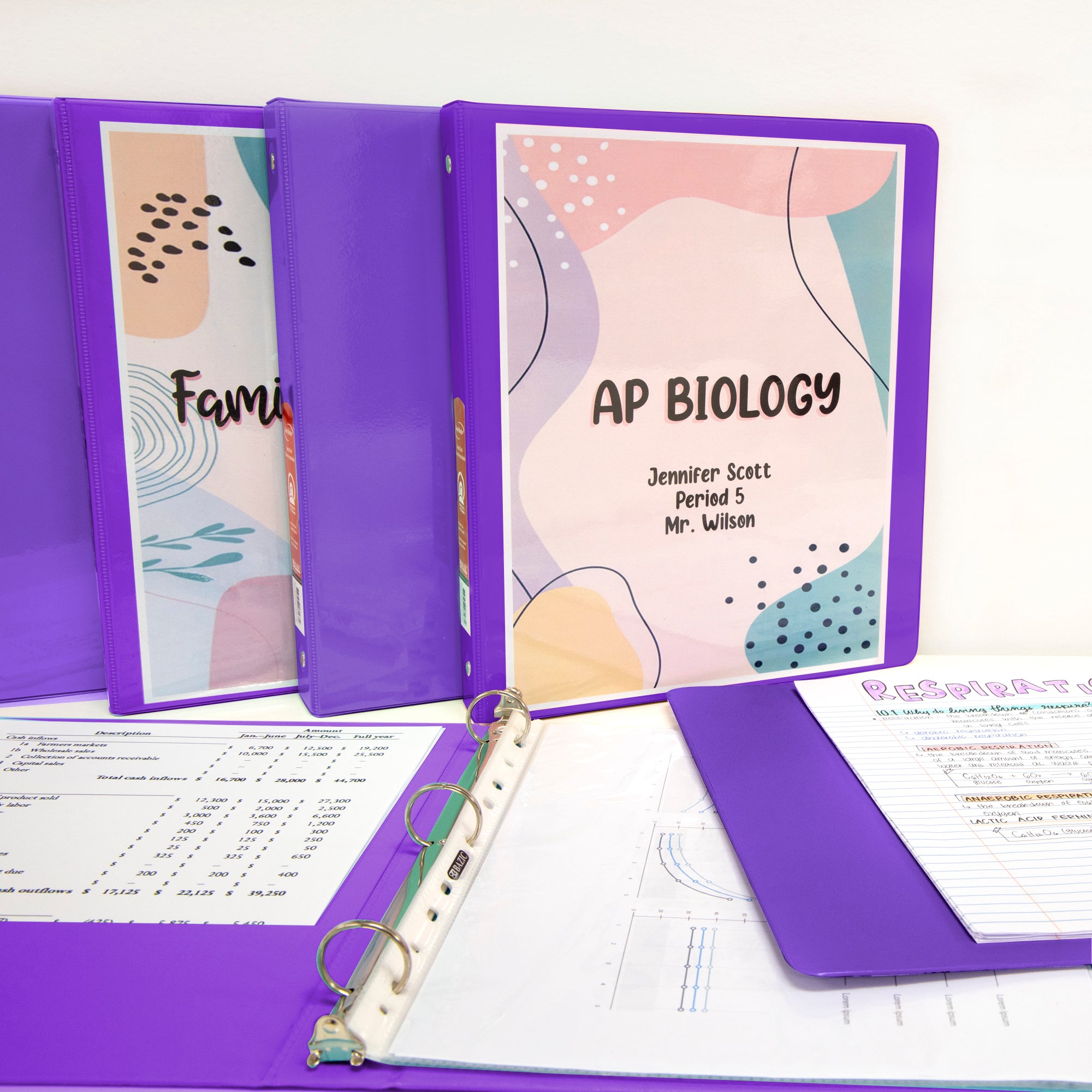 1.5&quot; Purple 3-Ring View Binder w/ 2-Pockets