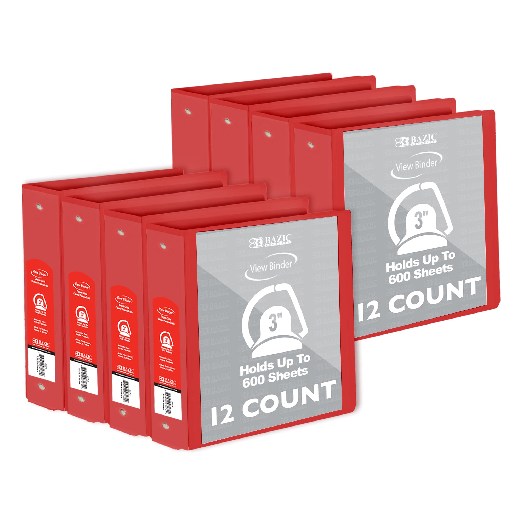Binder View 3&quot; Red Slant-D Ring w/ 2 Pockets