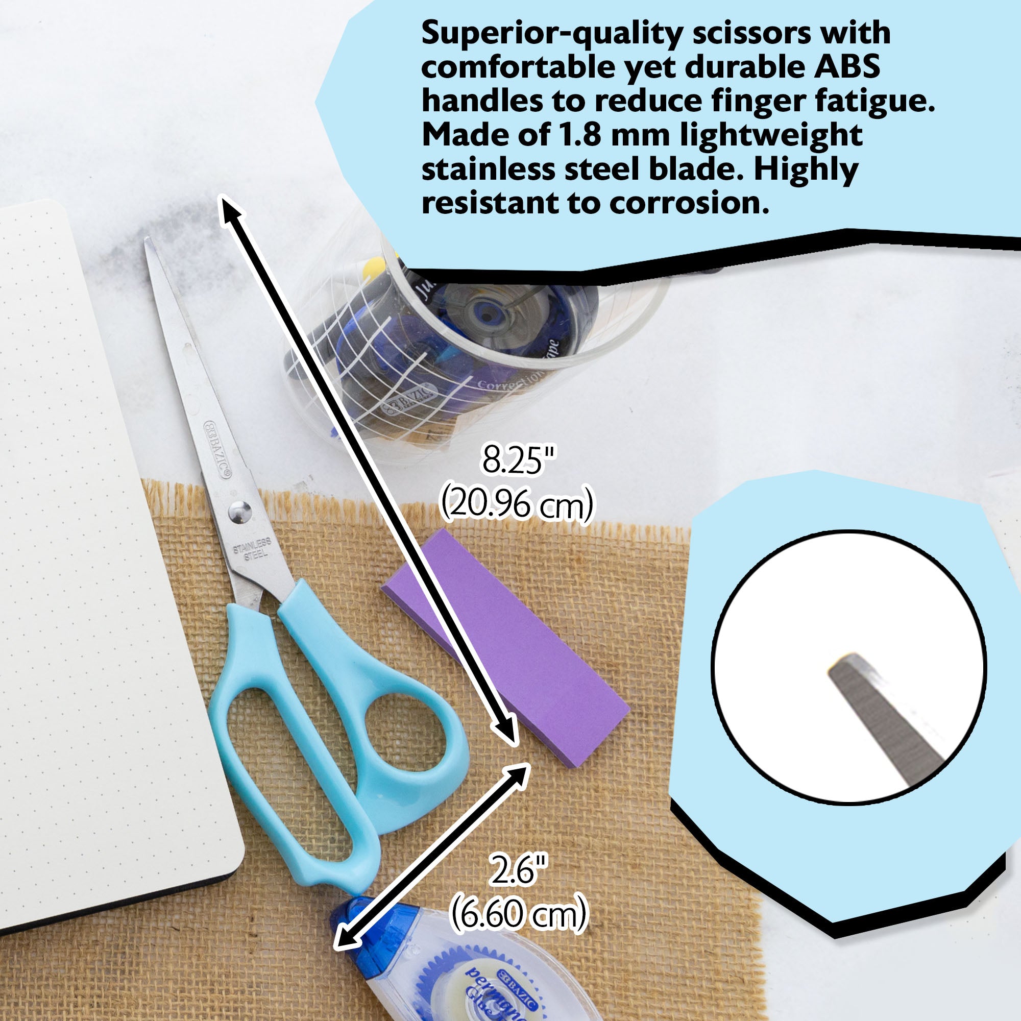 Office Scissors Pastel Color 8&quot; Stainless Steel