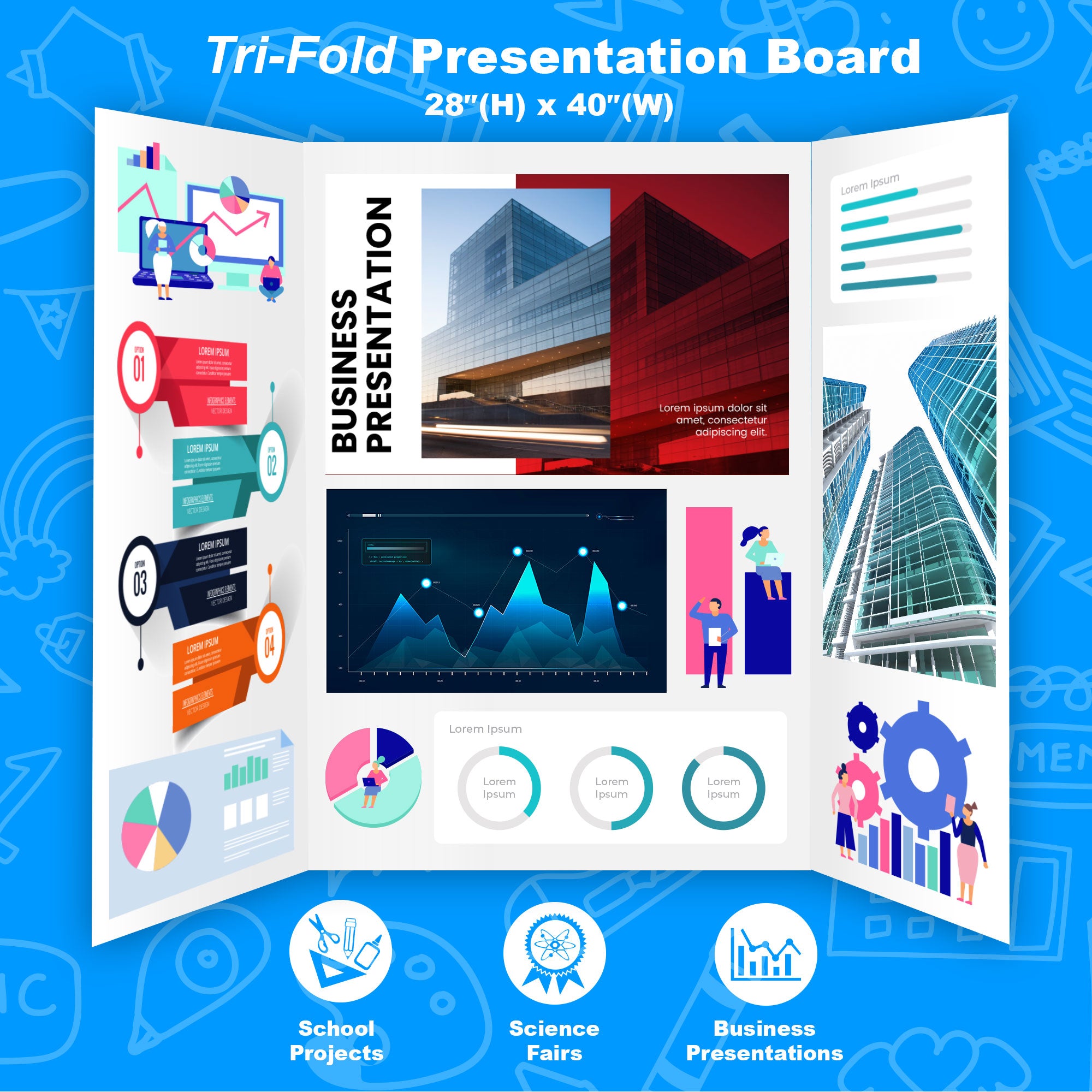 Tri-Fold Corrugated Presentation Board - White 36&quot; X 48&quot;