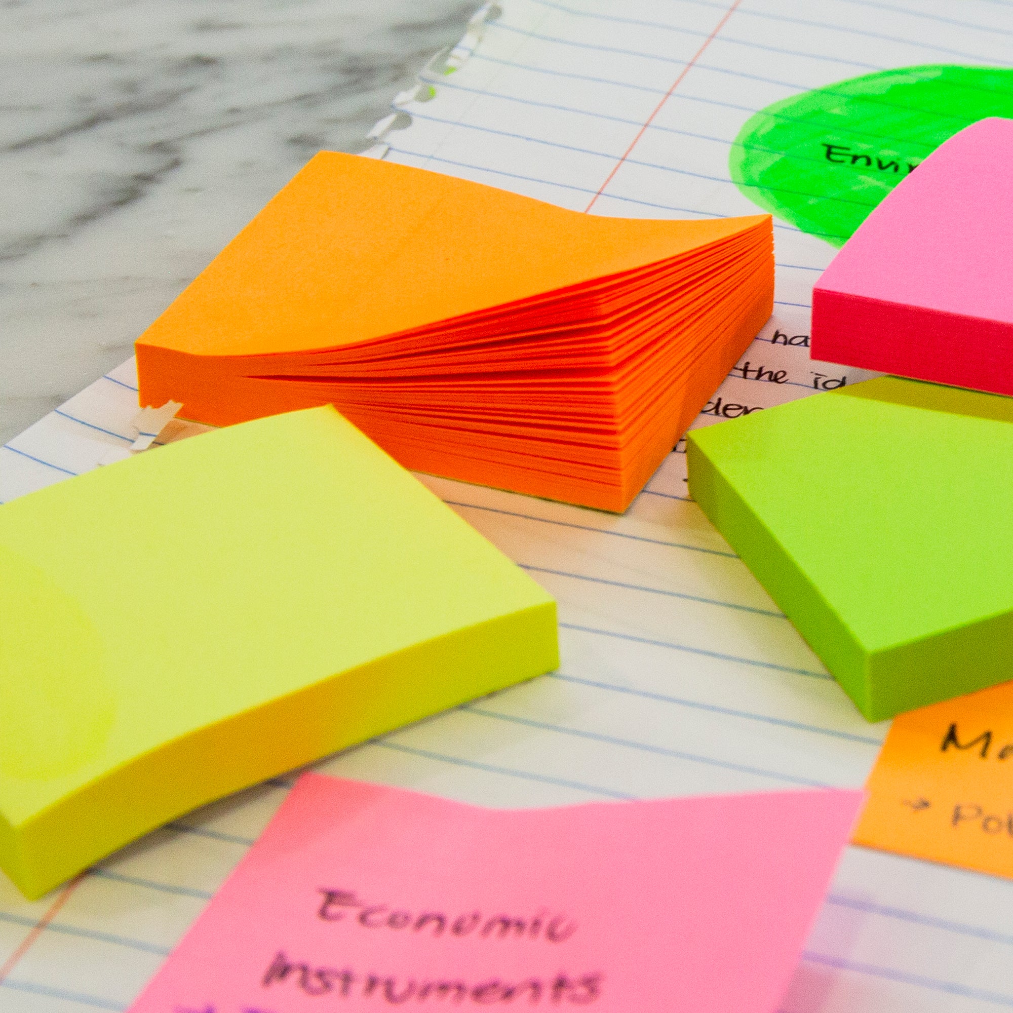 Stick On Notes 3&quot; X 3&quot; 40 Ct. (4/Pack) Neon