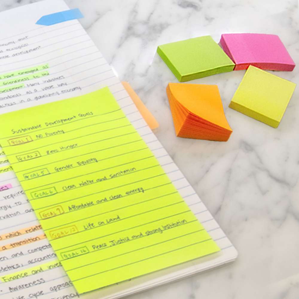 Stick On Notes 1.5&quot; X 2&quot; 70 Ct. (4/Pack) Neon