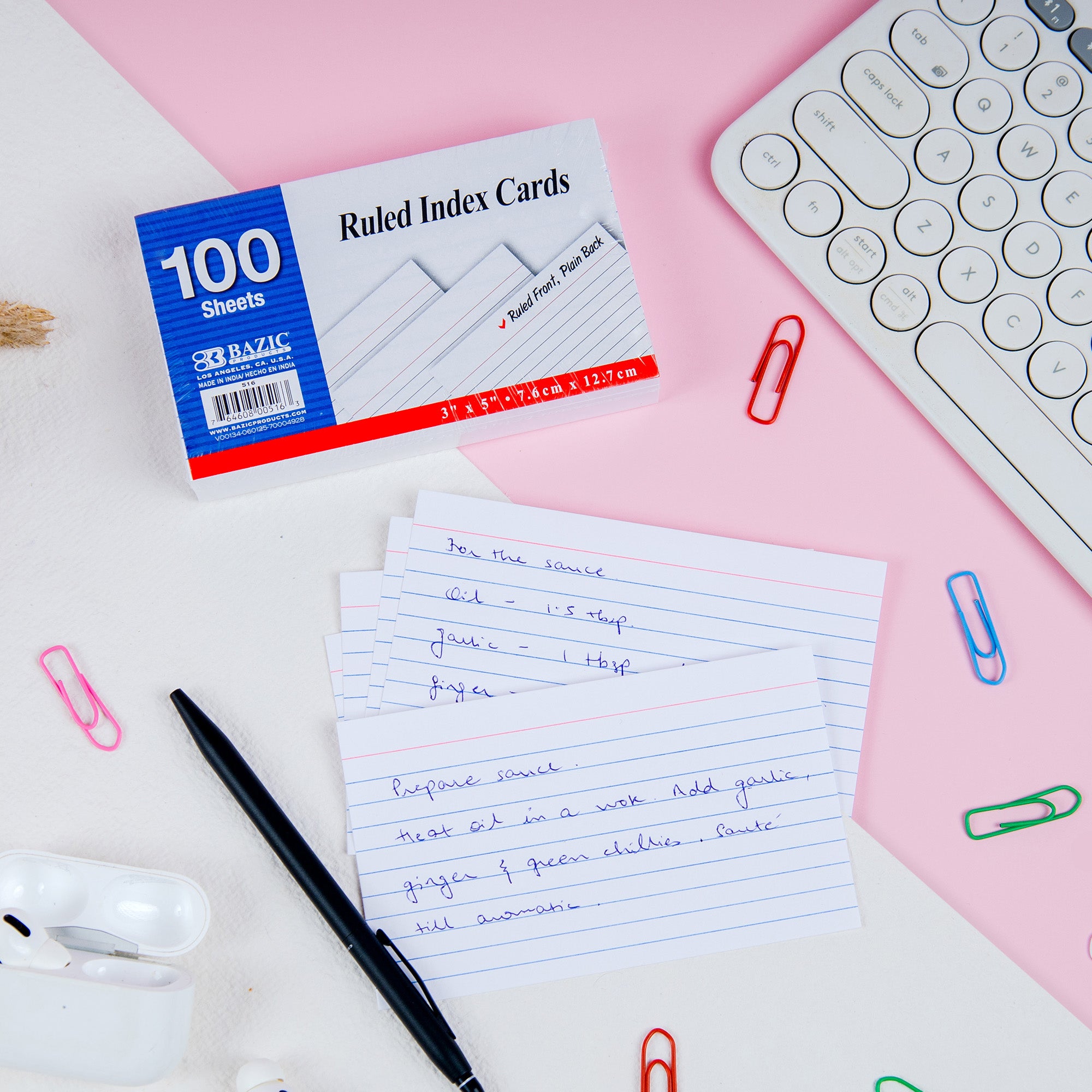 Ruled White Index Card 3&quot; X 5&quot; 100 Ct.