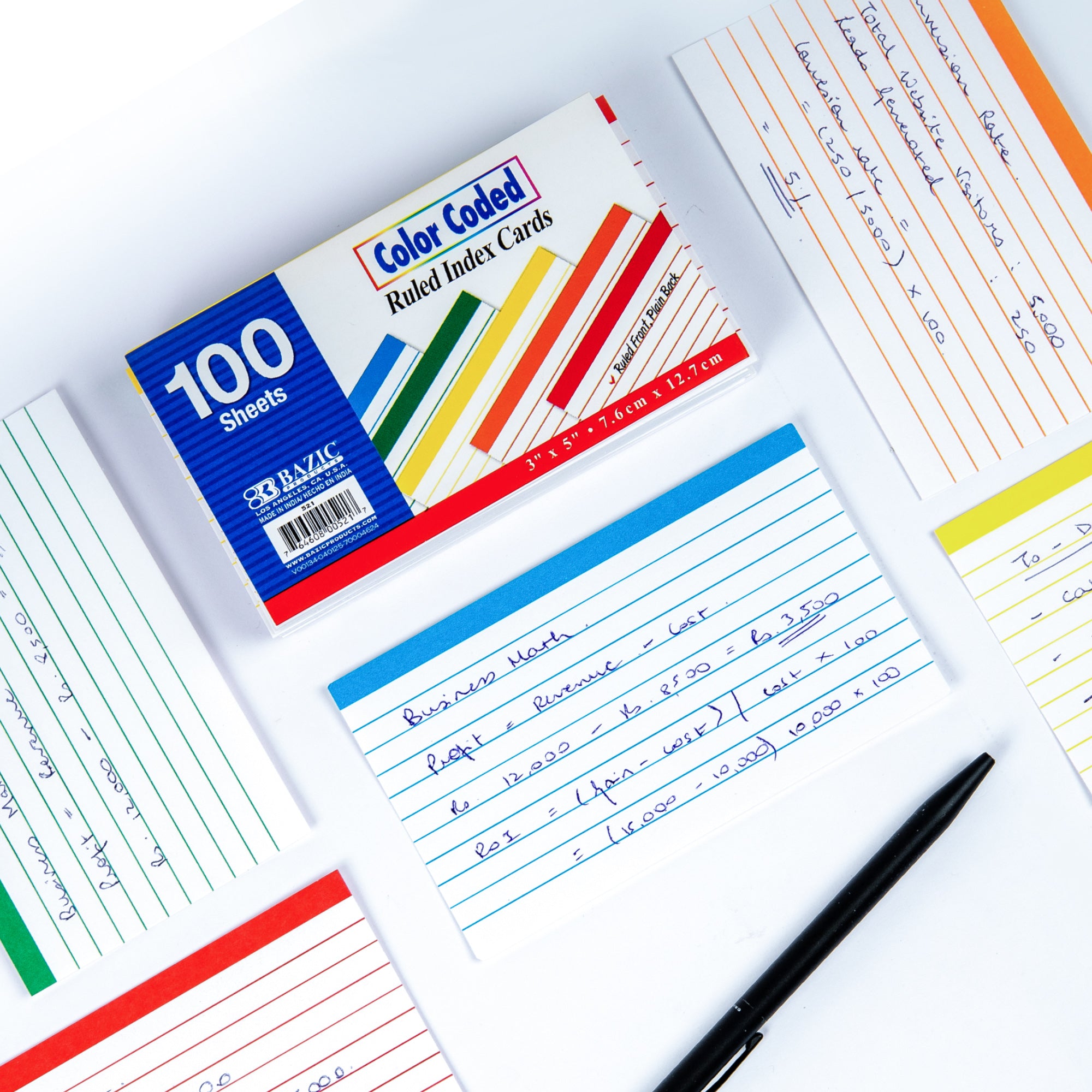 Ruled Color Coded Index Card 3&quot; X 5&quot; 100 Ct.