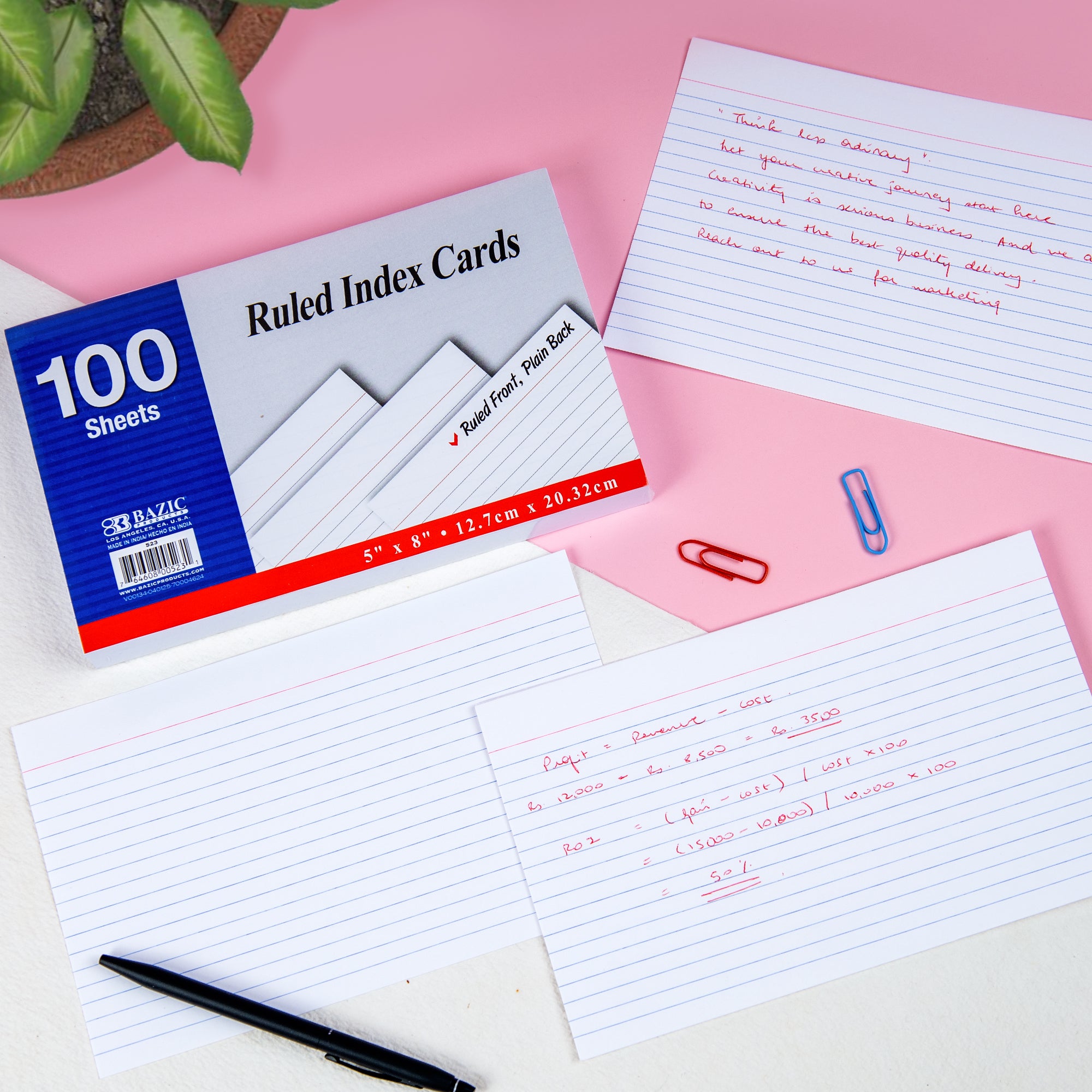 Ruled White Index Card 5&quot; X 8&quot; 100 Ct.