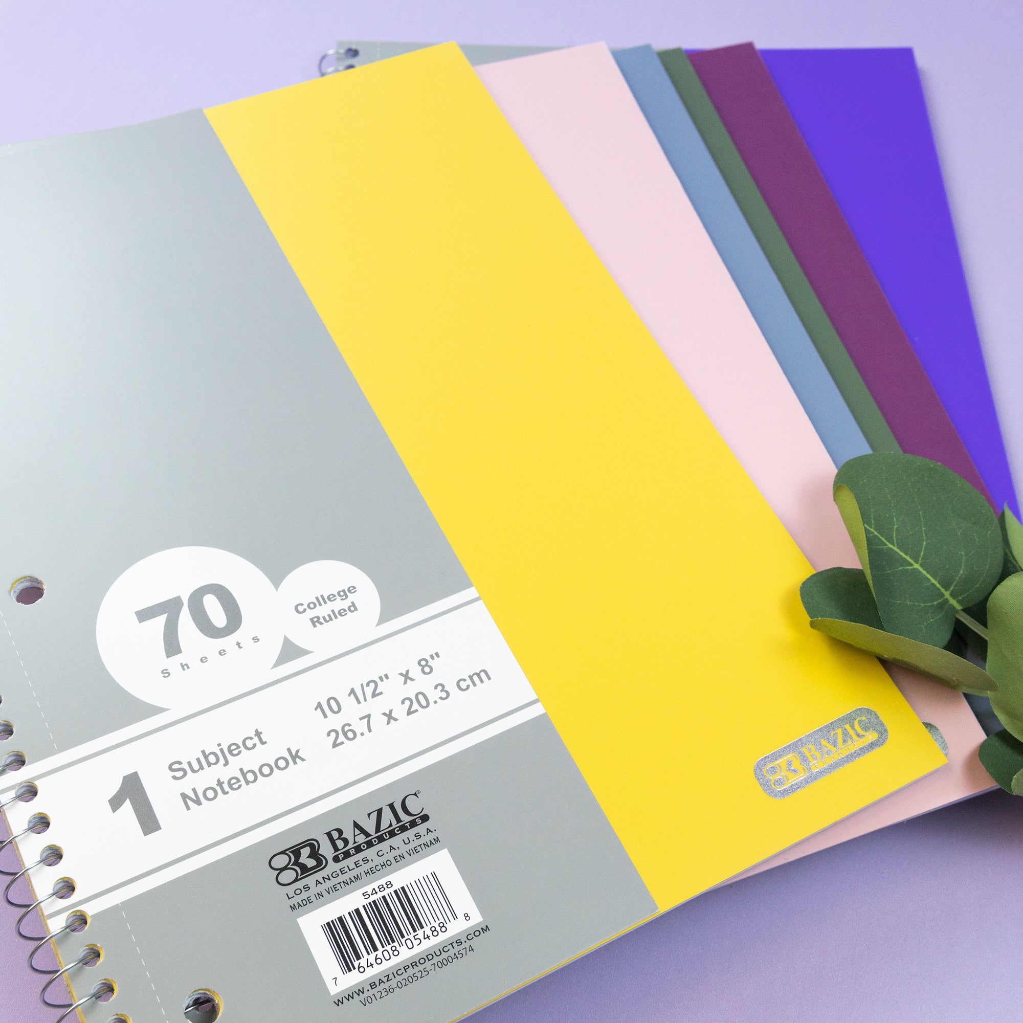 Notebook Spiral C/R 1-Subject Morandi Poly Cover 70 Ct.