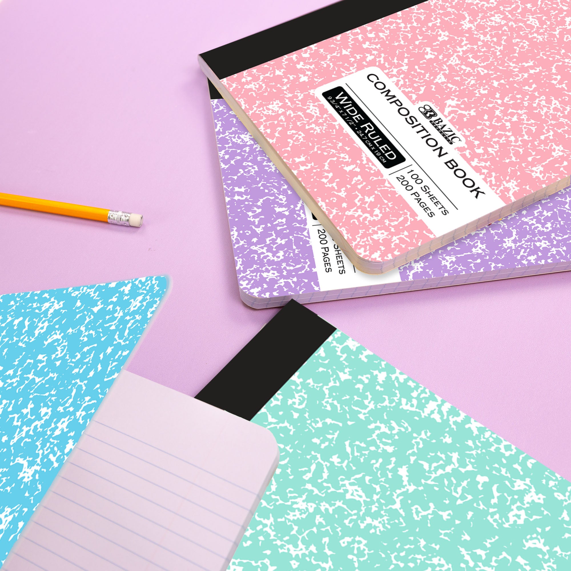 W/R 100 Ct. Pastel Color Marble Composition Book