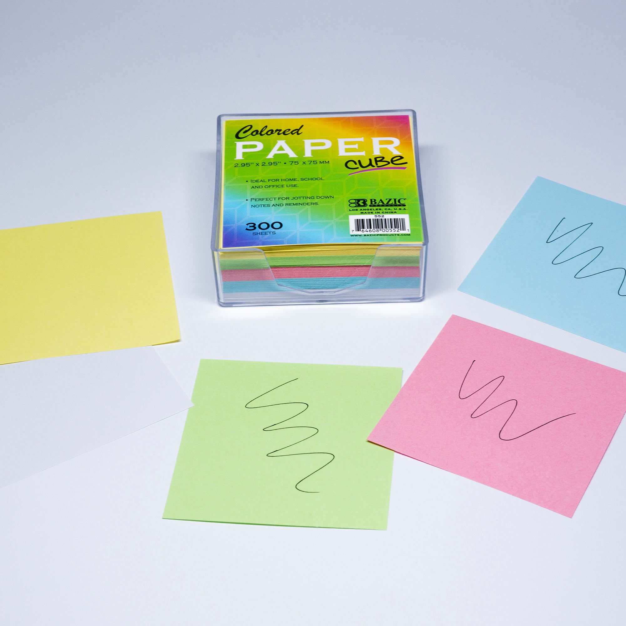 75mm X 75mm 300 Ct. Color Paper Cube w/ Tray