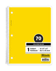 Notebook Spiral Yellow C/R 1-Subject 70 Ct.