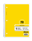 Notebook Spiral Yellow W/R 1-Subject 70 Ct.