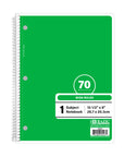 Notebook Spiral Green W/R 1-Subject 70 Ct.