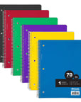 Notebook Spiral W/R 1-Subject 70 Ct.
