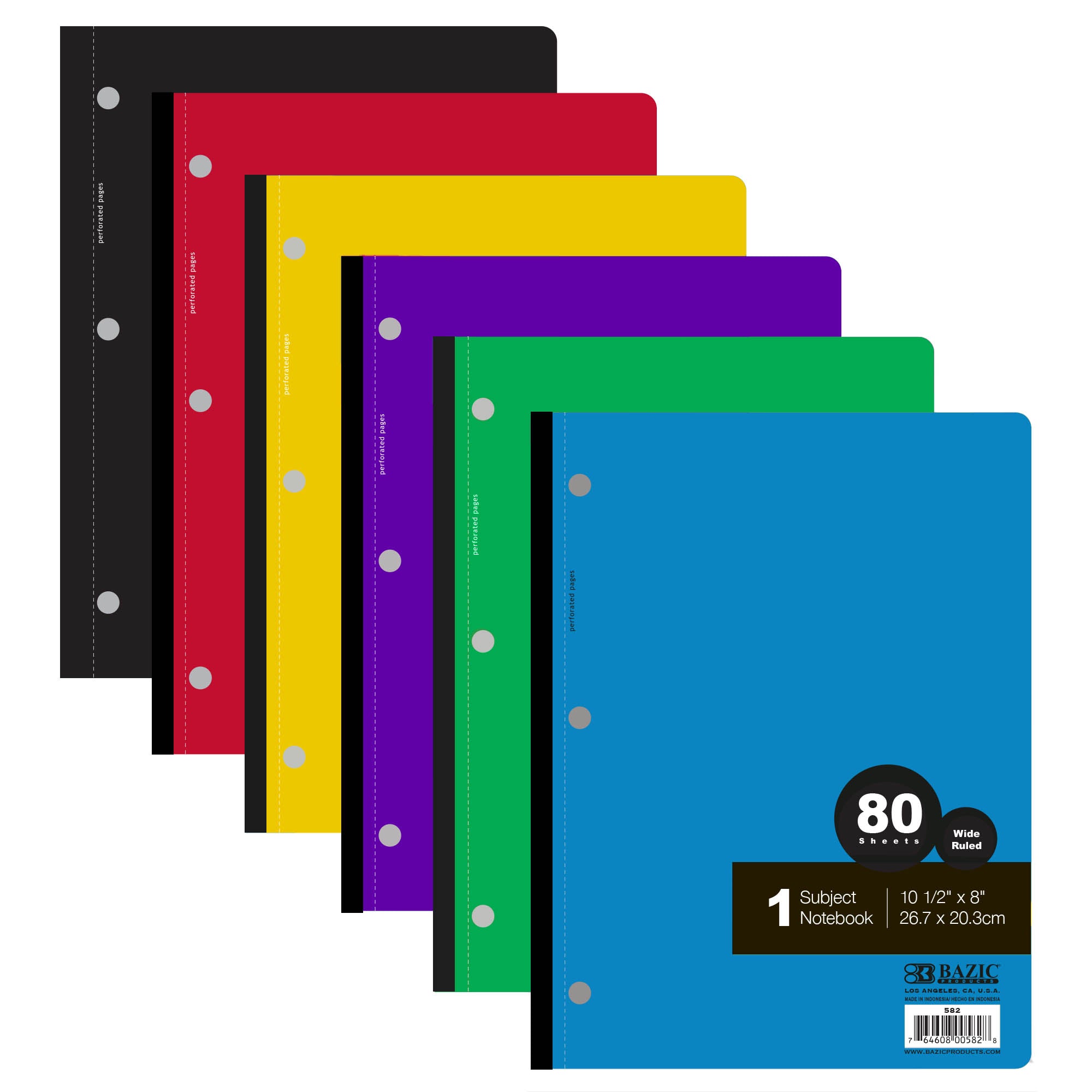 Notebook W/R 1-Subject 80 Ct.