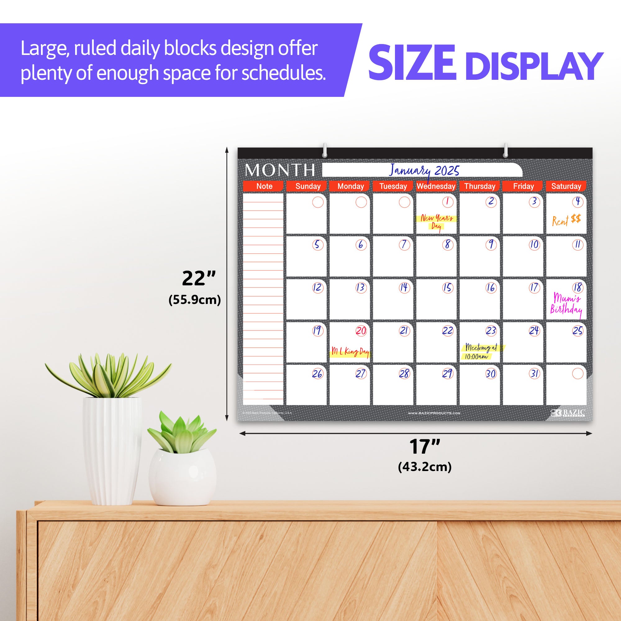 17&quot; X 22&quot; Undated 12-Month Desk Pad Calendar