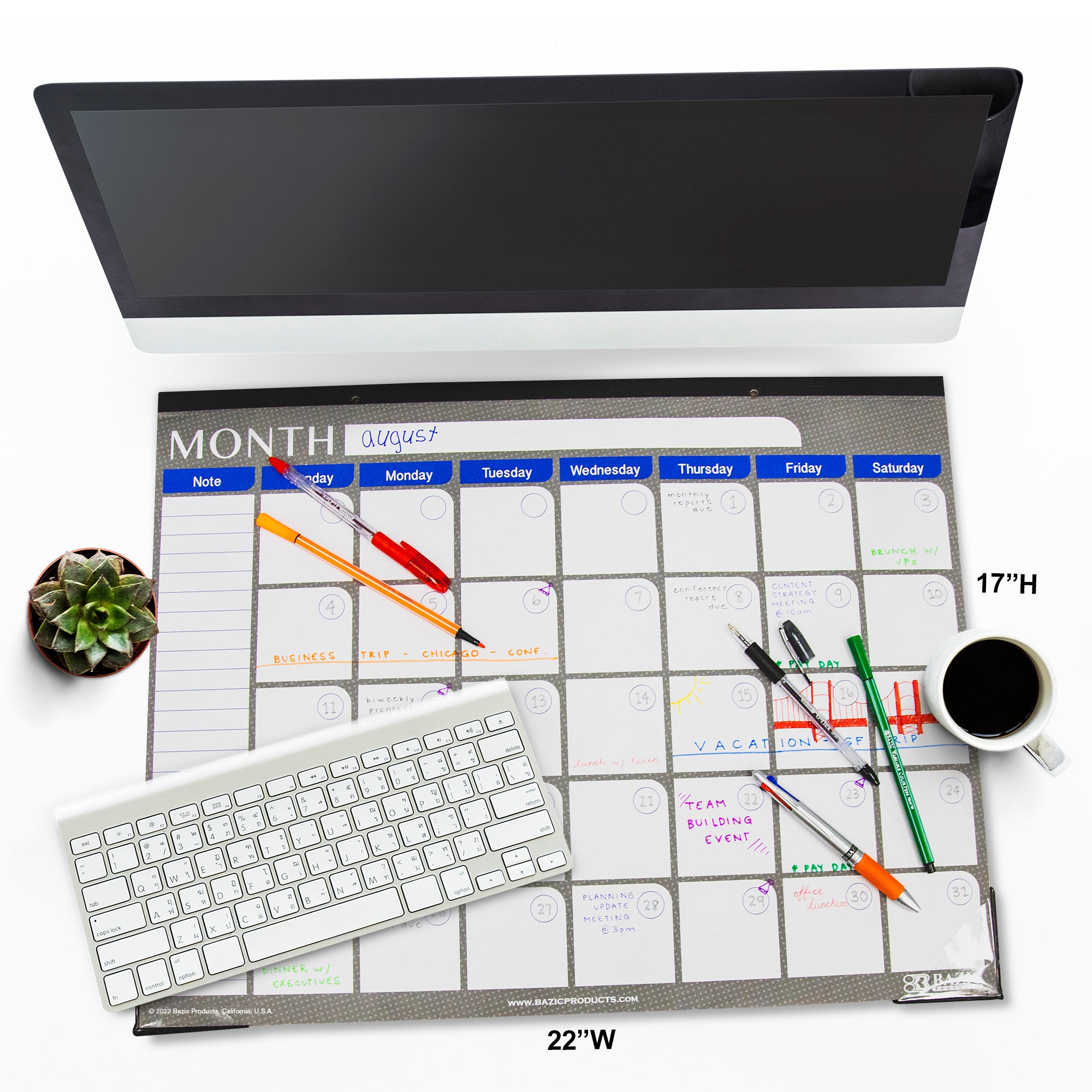 17&quot; X 22&quot; Undated 12-Month Desk Pad Calendar