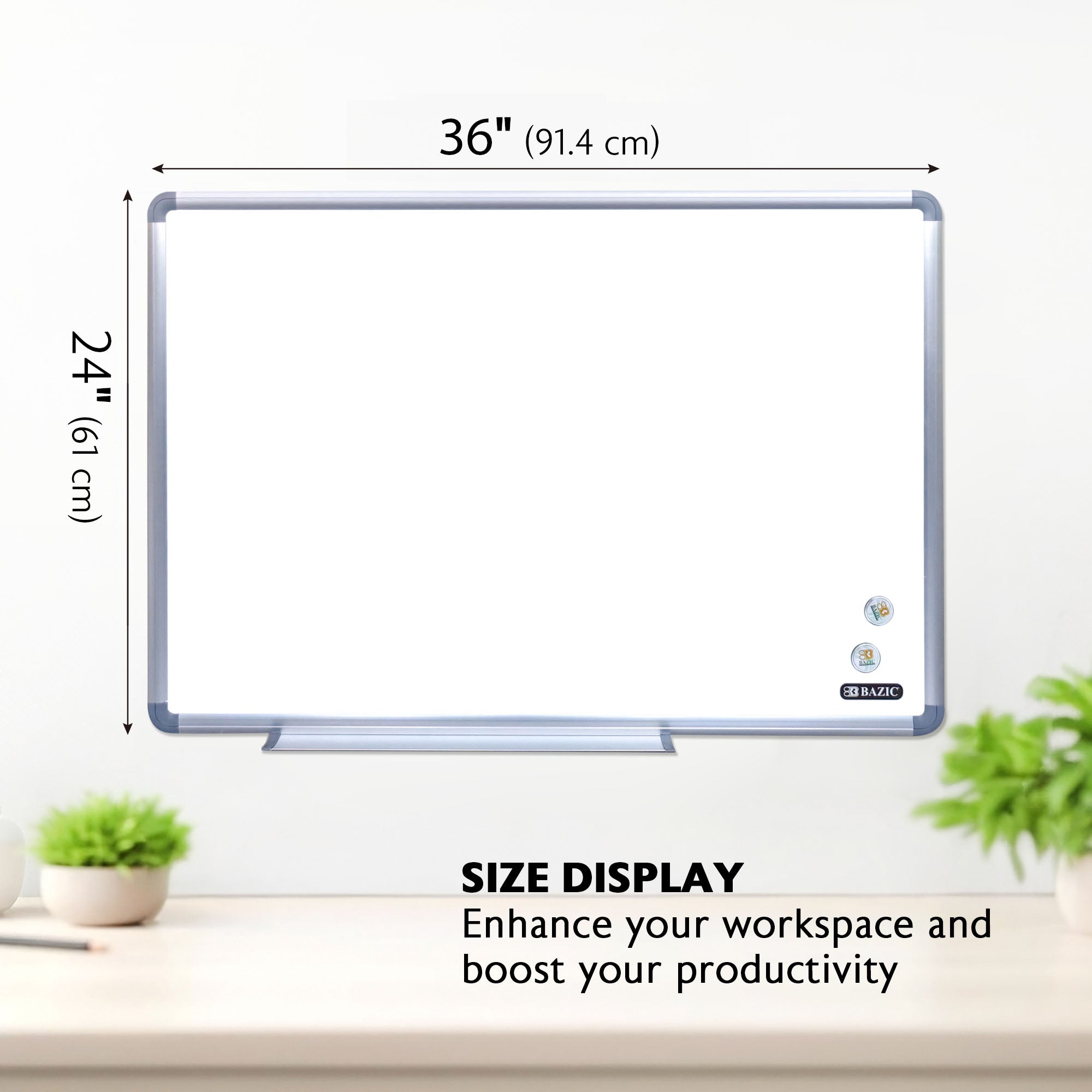 24&quot; x 36&quot; METALLIQUE Aluminum Frame Magnetic Dry Erase Board Value Pack