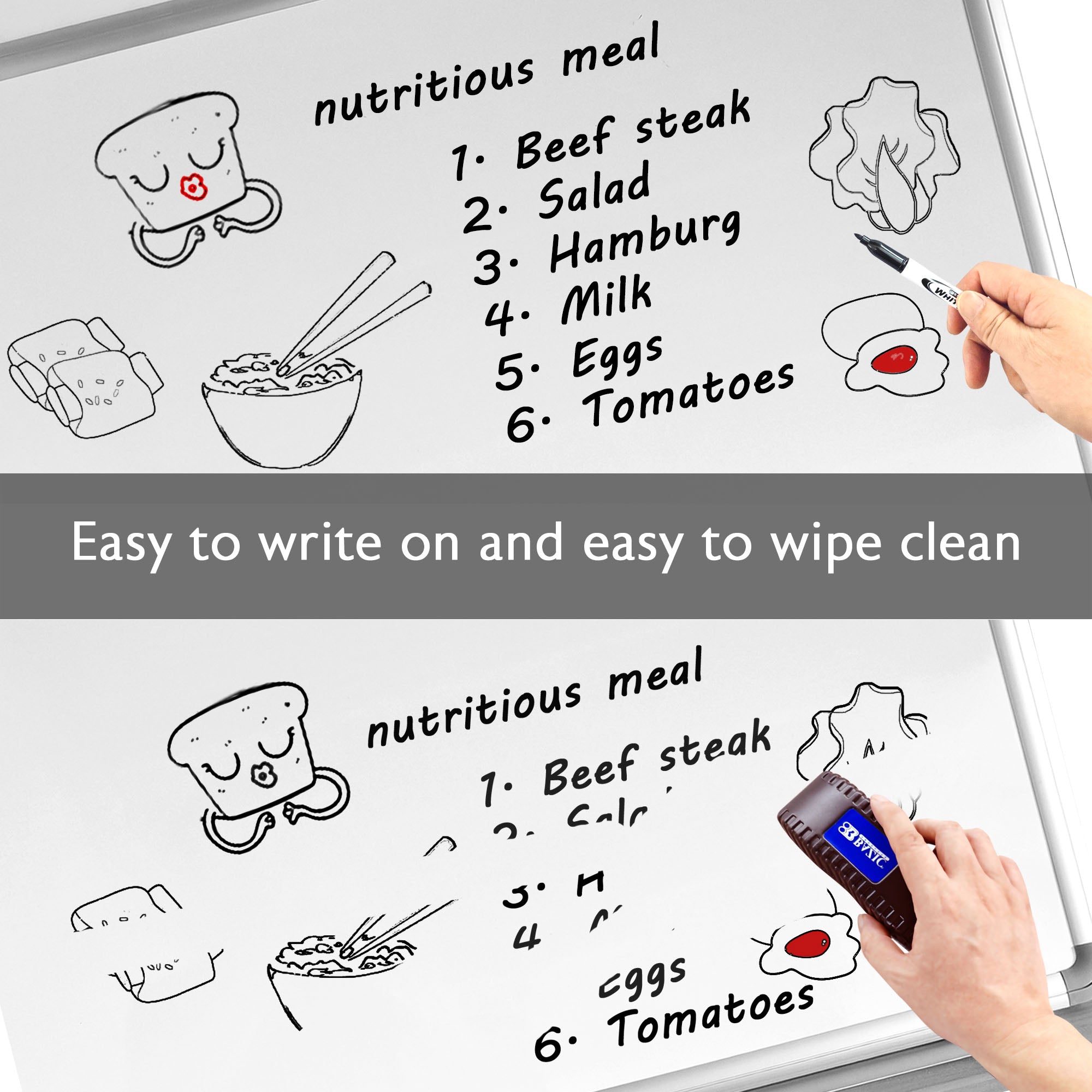 24&quot; x 36&quot; METALLIQUE Aluminum Frame Magnetic Dry Erase Board Value Pack