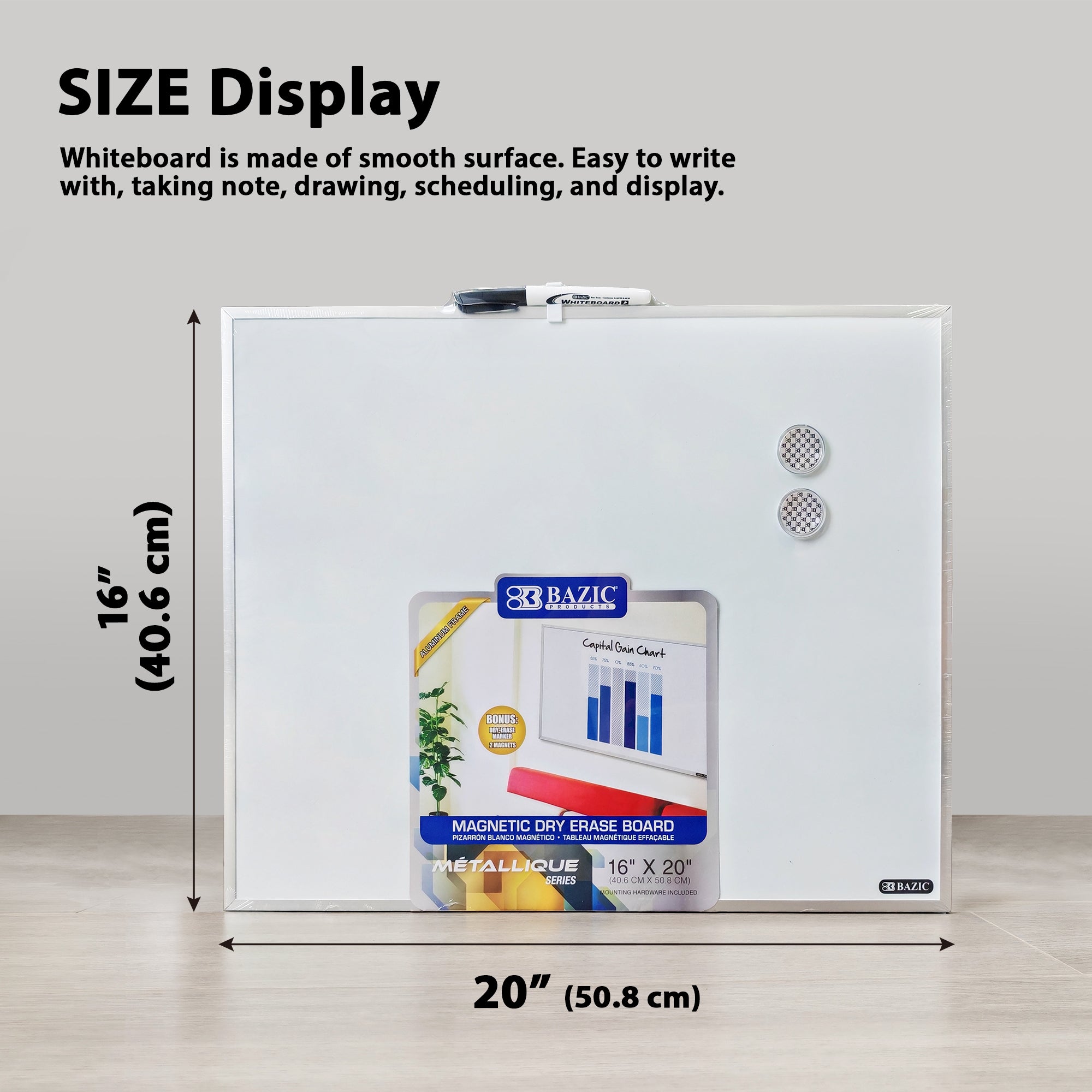 Aluminium Framed Magnetic Dry Erase Board 16&quot; X 20&quot;