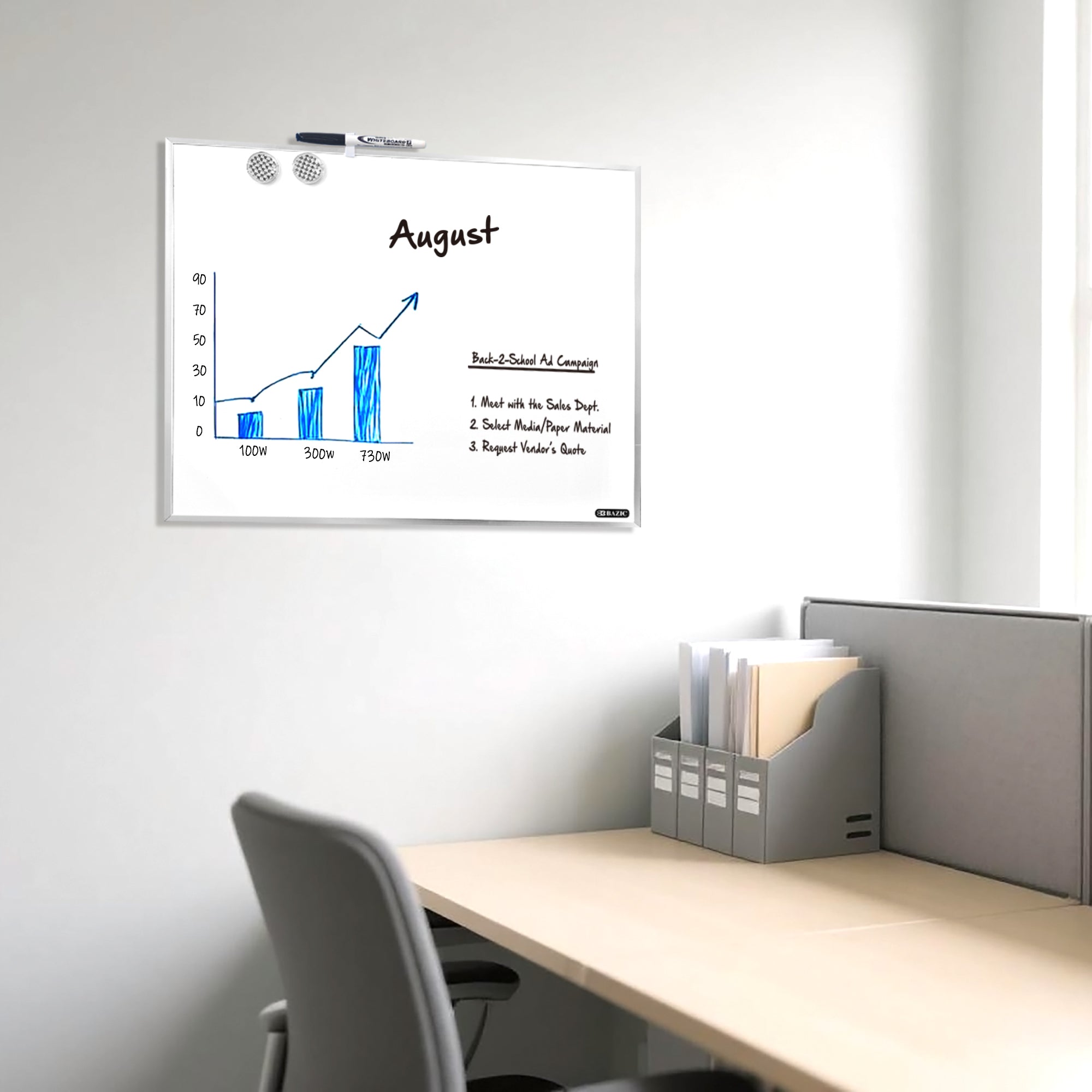 Aluminium Framed Magnetic Dry Erase Board 16&quot; X 20&quot;