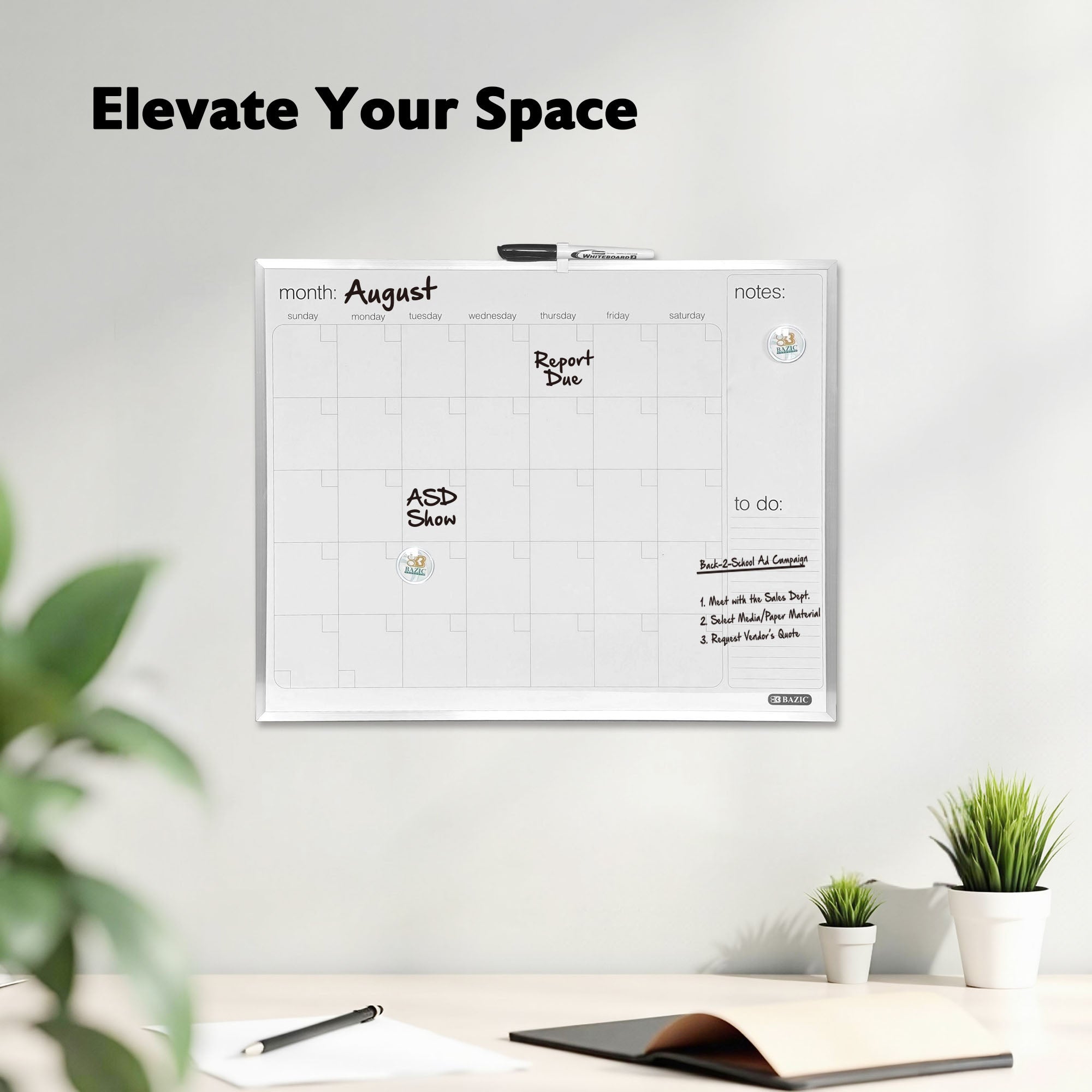 Aluminium Framed Magnetic Dry Erase Calendar 16&quot; X 20&quot;
