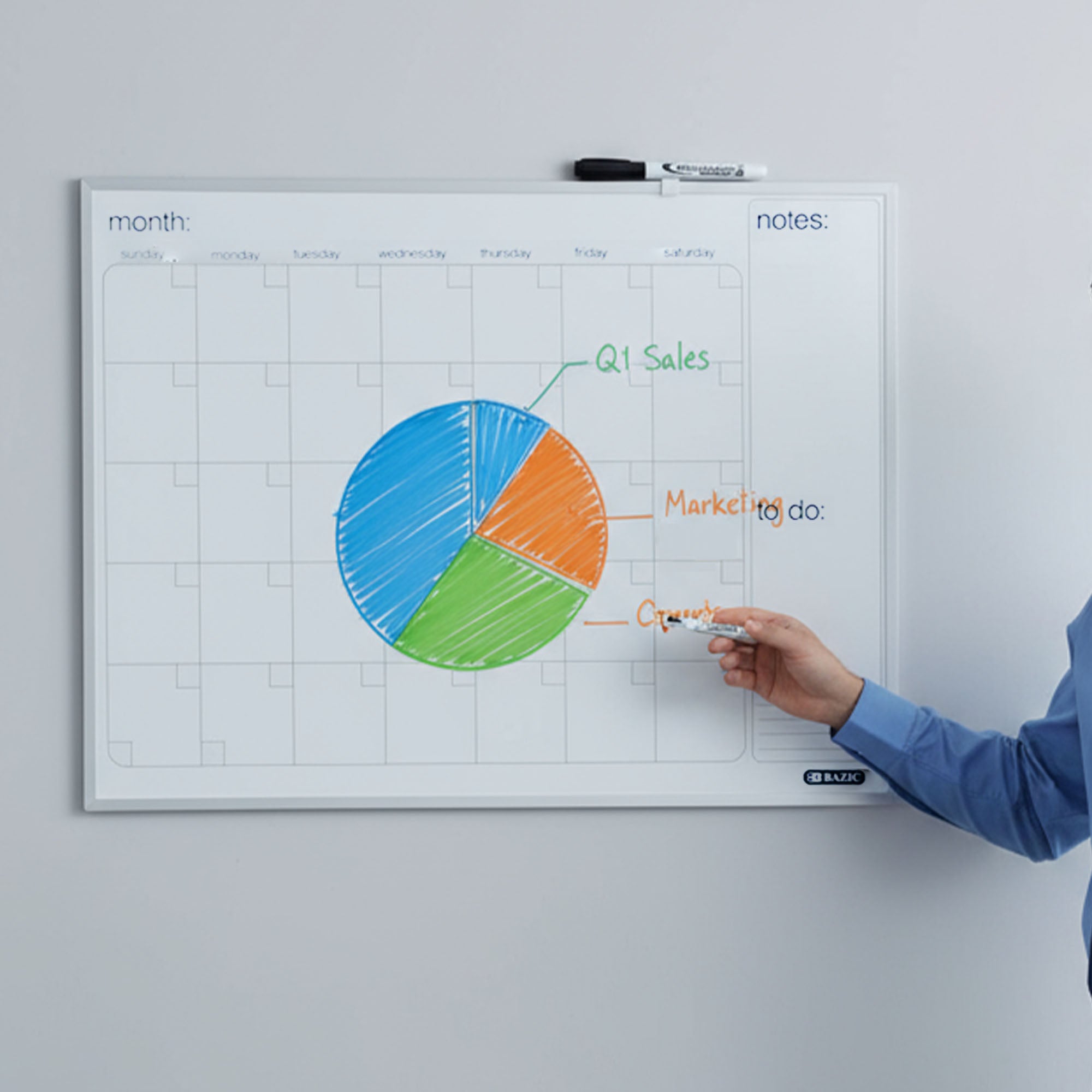 Aluminium Framed Magnetic Dry Erase Calendar 16&quot; X 20&quot;
