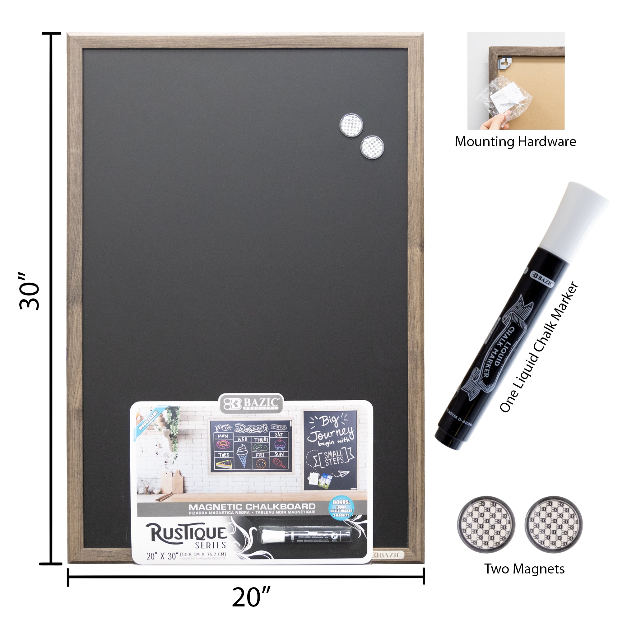 Magnetic Chalkboard 20&quot; x 30&quot; w/ Chalk Marker &amp; Magnets