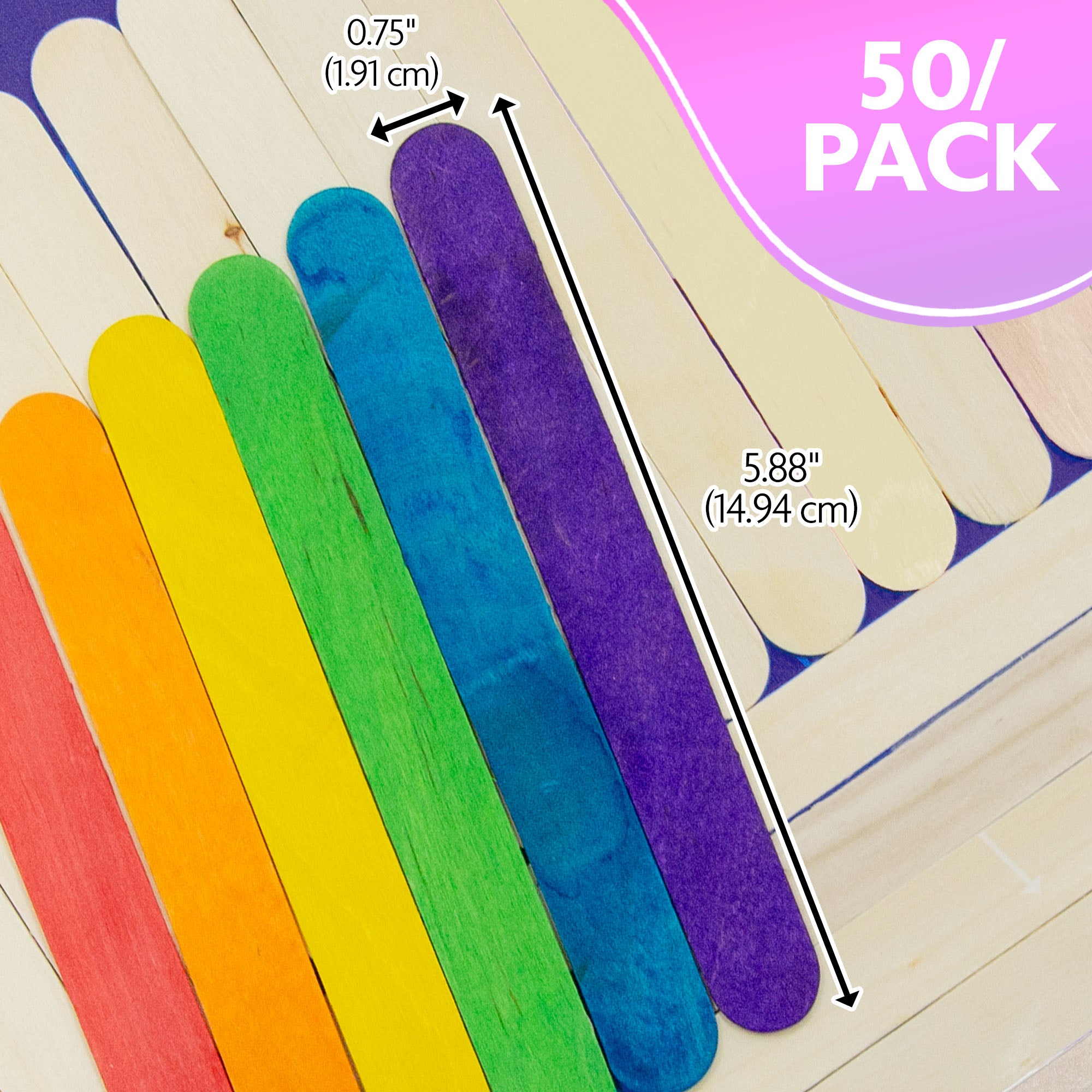 Jumbo Colored Craft Stick (50/Pack)
