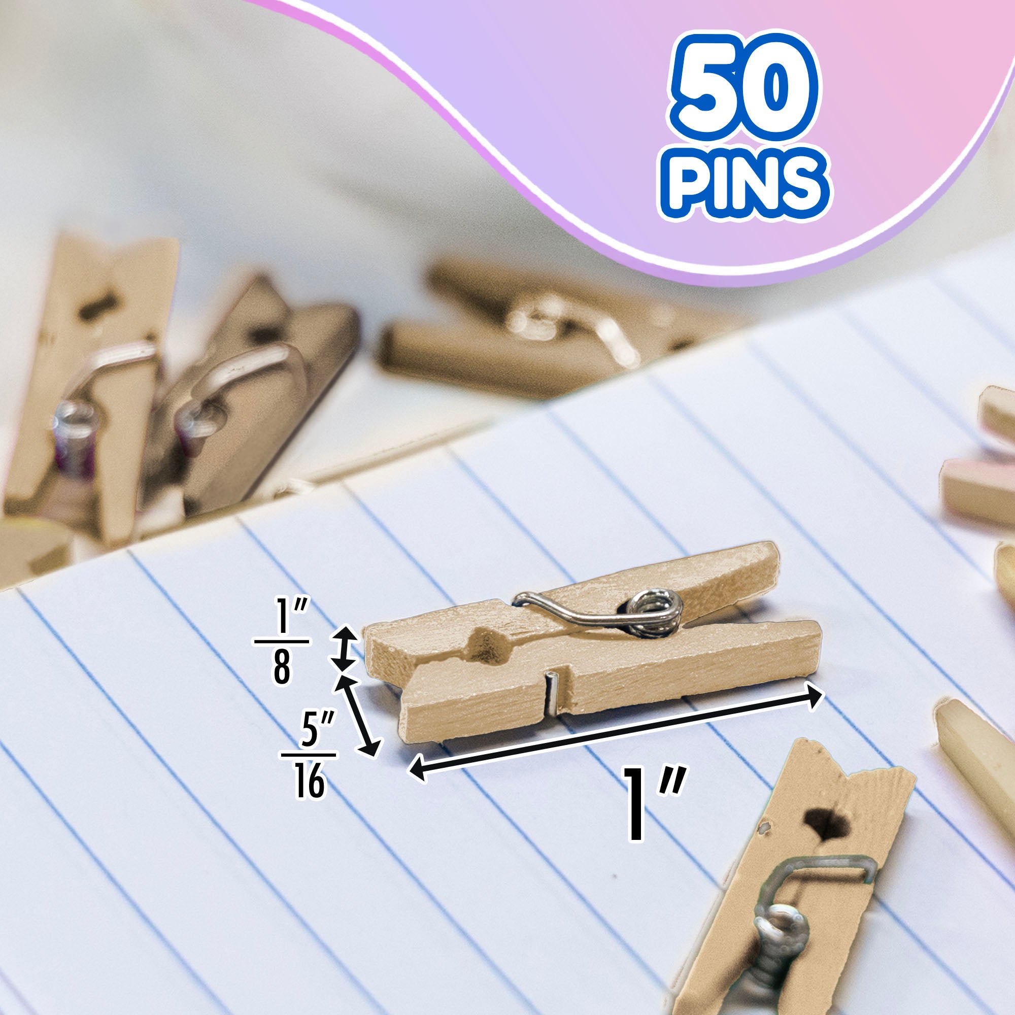 Mini Natural Clothes Pin (50/Pack)