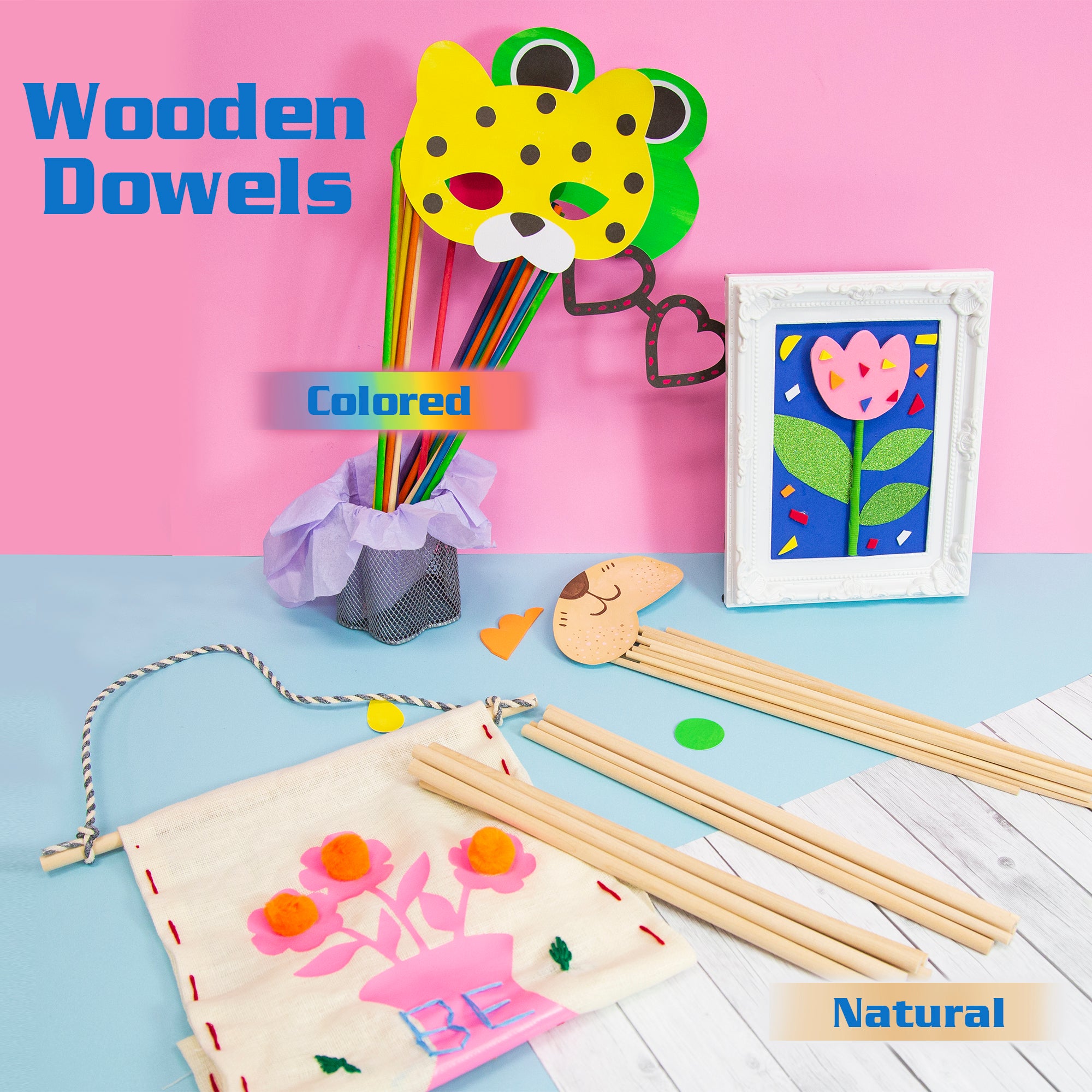 Wooden Dowel Round Natural 3/8&quot; x 12&quot; (6/Bag)