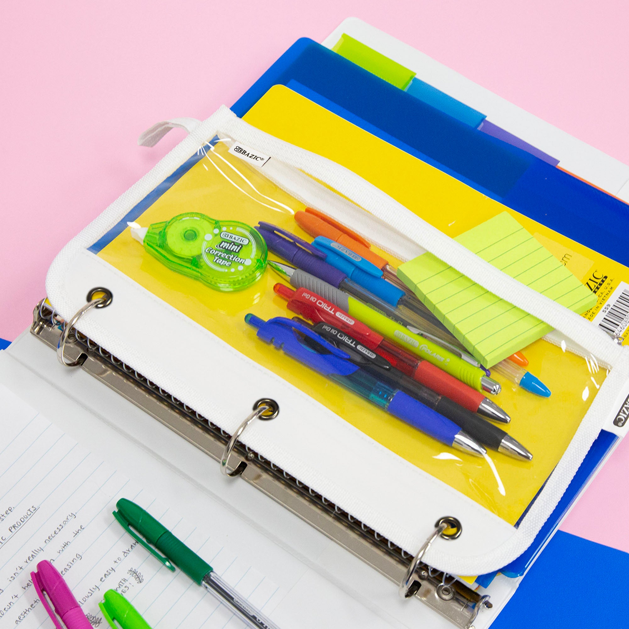 Pencil Pouch 3-Ring Clear 11.5&quot; x 6.5&quot;