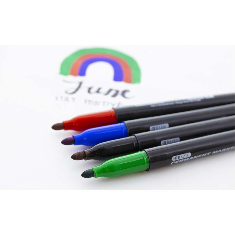 Fine Tip Assorted Color Permanent Markers w/ Pocket Clip (5/Pack)